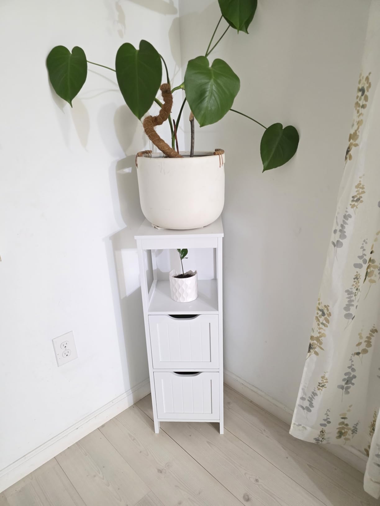 Yaheetech Small Bathroom Storage Cabinet with 2 Drawers & Open Shelf, White customer photo 1