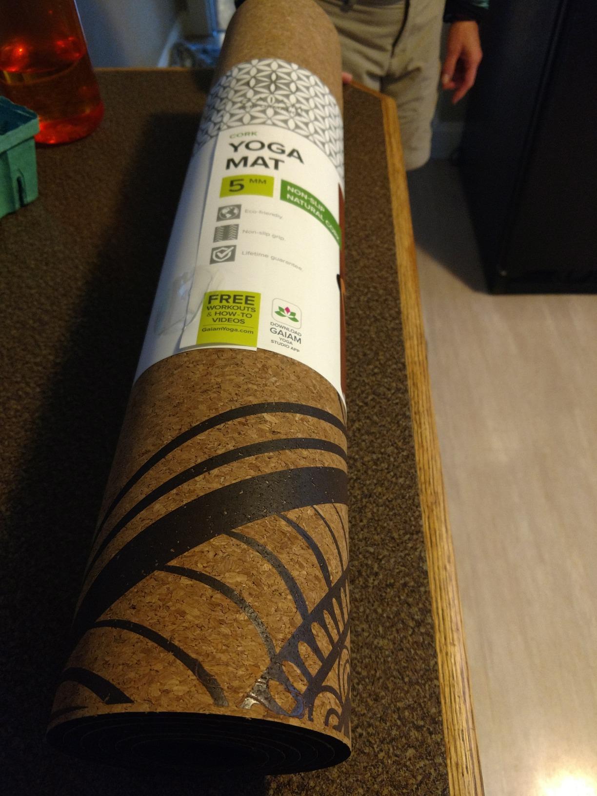 Gaiam Cork Yoga Exercise Mat | Natural Sustainable Cork Resists Sweat and Odors | Non-Slip TPE Backing Prevents Slipping| Great for Hot Yoga, Pilates, Fitness Working Out (68