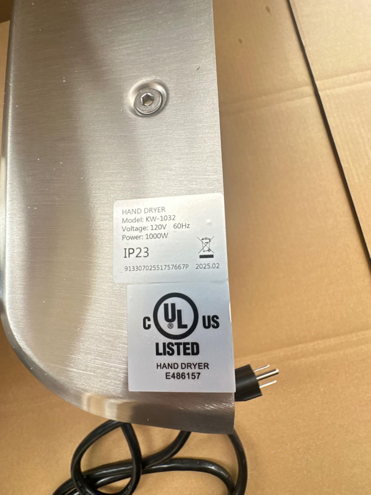 Hand Dryer for Bathroom Commercial, UL Listed and ADA Compliant Automatic Electric Plug in Hand Blower, Cold/Hot air switchable, High Speed 1000W, 70dB, Brushed Stainless Steel Cover, Wall Mounted customer photo 1