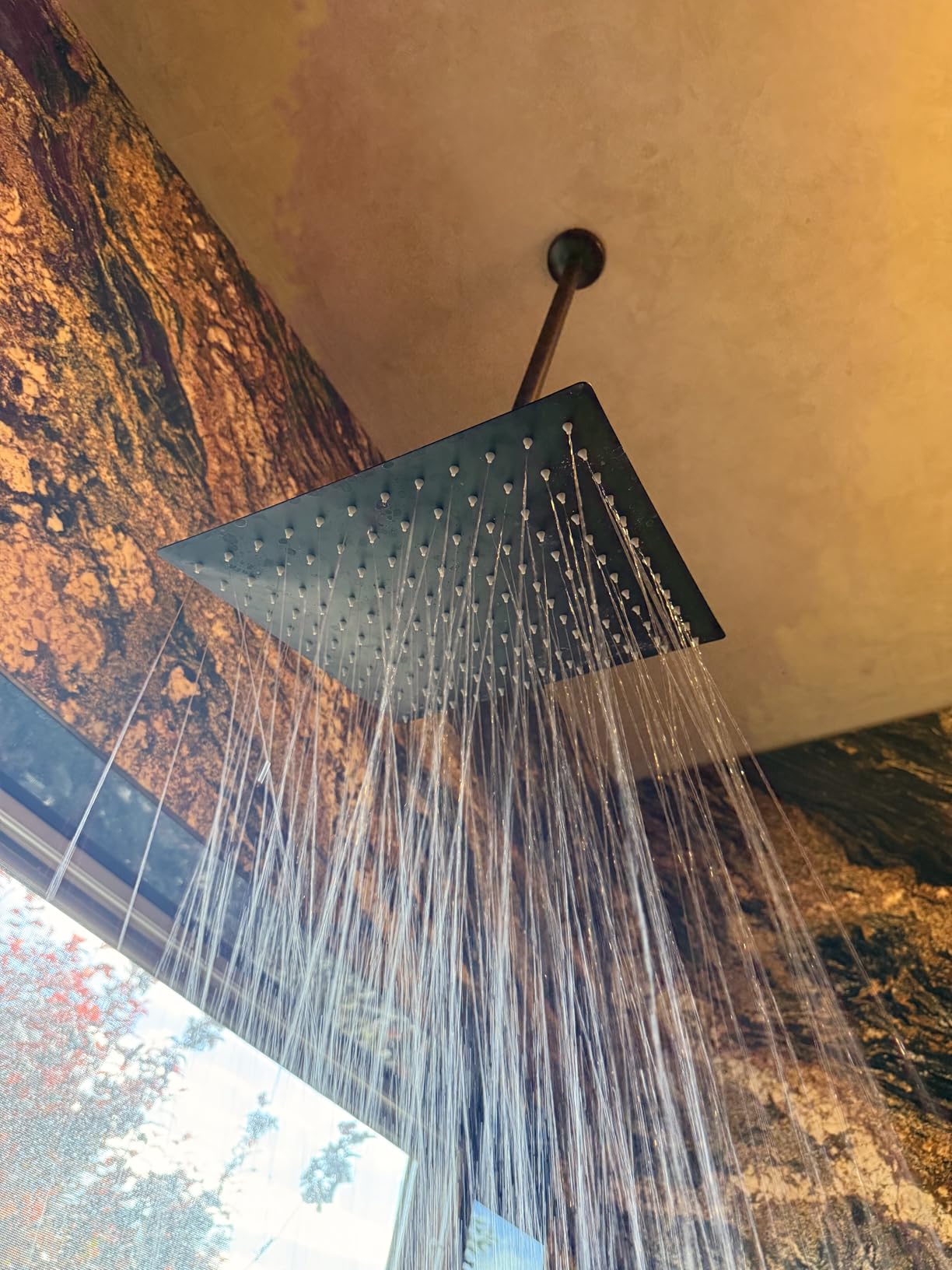 NearMoon Rain Shower Head, High Flow Stainless Steel Square Rainfall Shower, Waterfall Bath Shower Body Covering, Ceiling or Wall Mount (12 Inch, Matte Black) customer photo 2