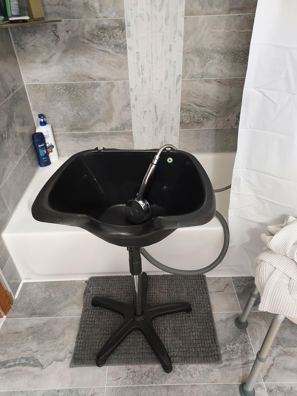 Dompel Portable Shampoo Bowl – Washing Unit & Hair Sink for Salons, Home Care, Seniors & Disabled – Chrome Steel Structure, Adjustable Height, 22L Capacity customer photo 2
