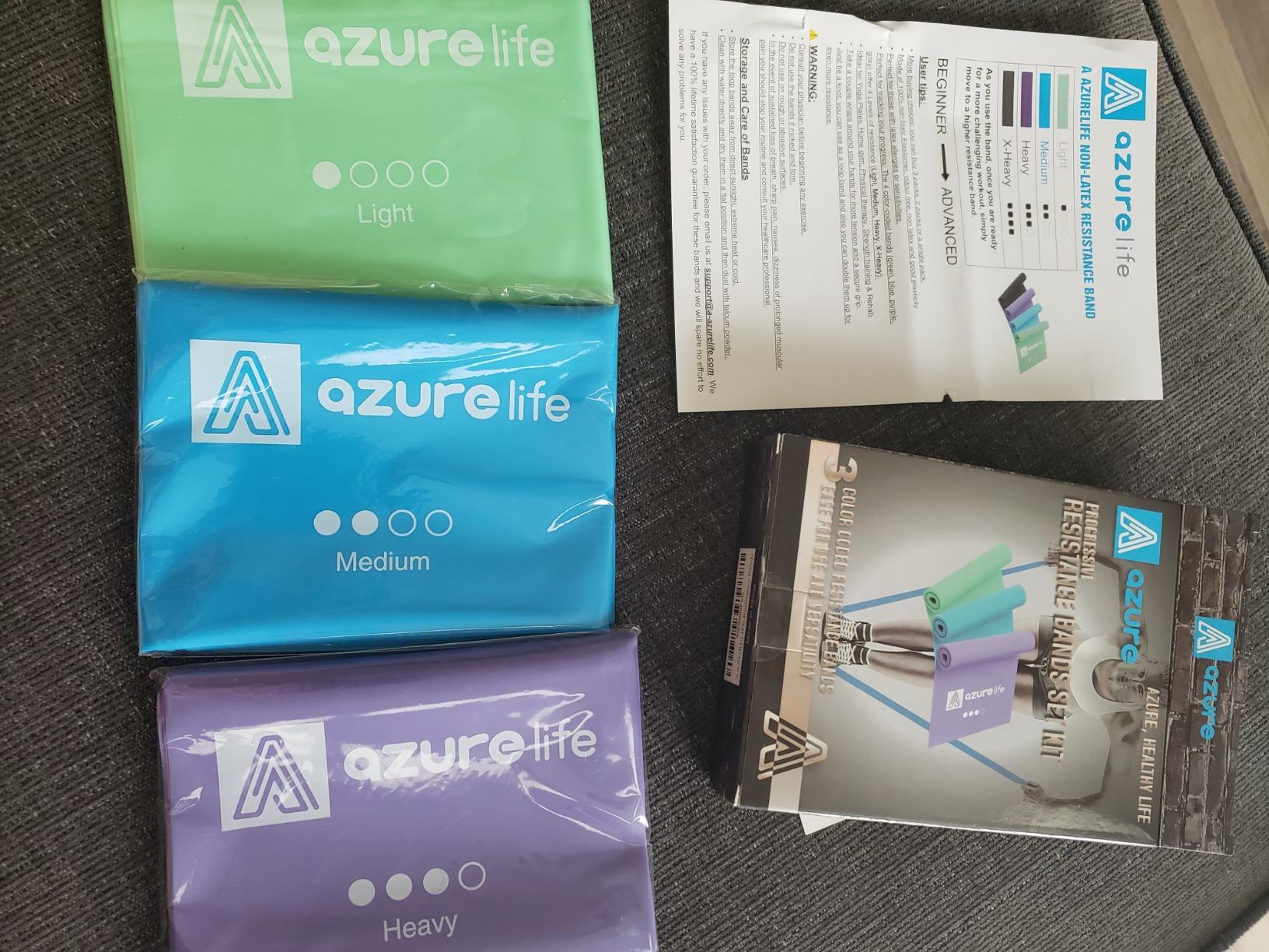 A AZURELIFE Resistance Bands,Professional Long Non-Latex Elastic Stretch Bands,Exercise Bands for Physical Therapy, Yoga, Pilates, Rehab, at-Home or The Gym Workouts, Strength Training customer photo 1