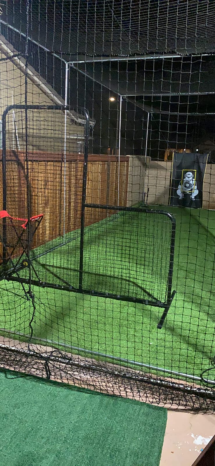 L Screen Baseball for Batting Cage | Baseball Pitching Net with Wheels-7 feet by 7 feet, 3.5 Inch by 3.5 Inch Cutout, Body Protector for Back Drive Lines Beisbol customer photo 2