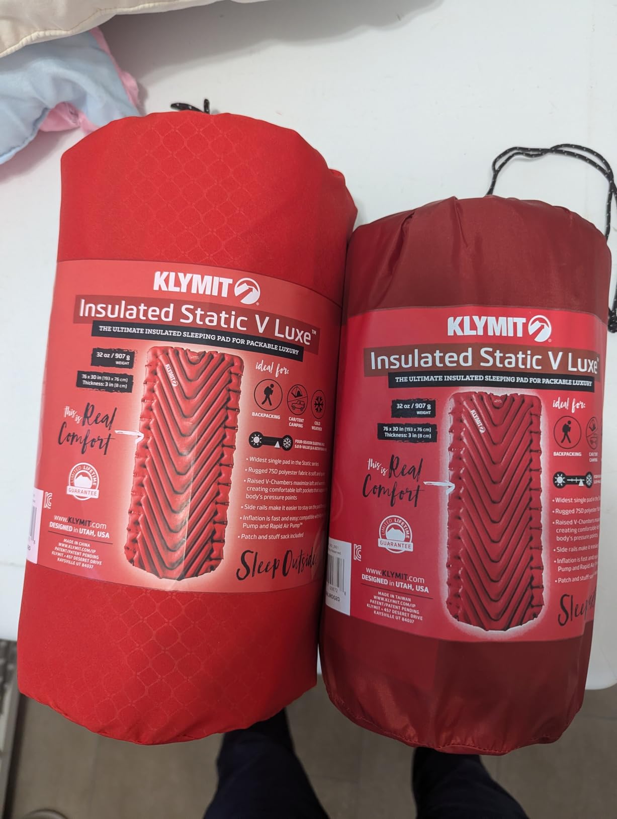 Klymit Insulated Static V Luxe Inflatable Sleeping Pad | Comfortable, Lightweight, Easy to Inflate Portable Air Bed Mattress for Camping, Backpacking and Hiking - Red customer photo 2