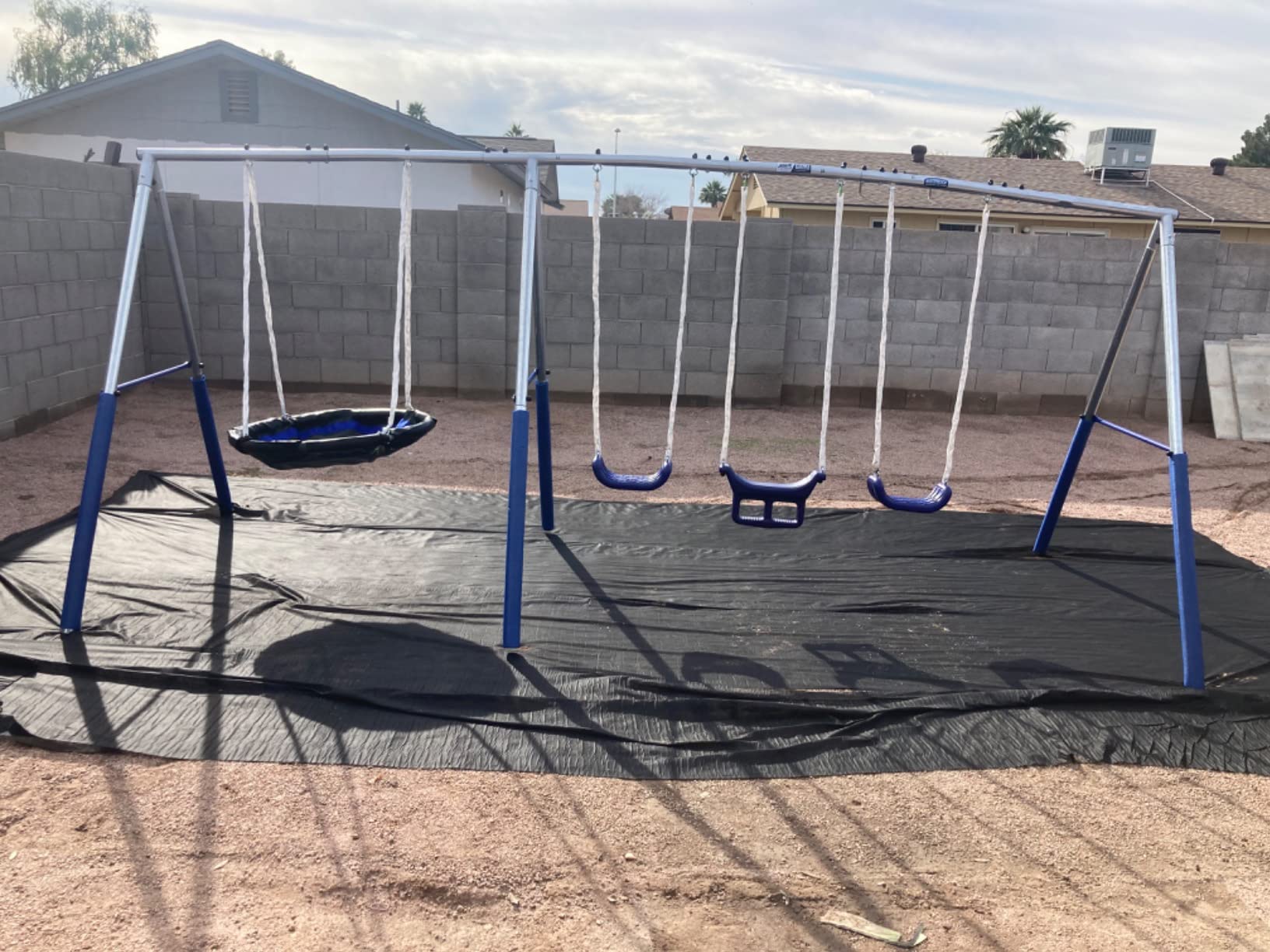 Fun Forever - 8 User Metal Swing Set for Backyard with Slide, 800lbs. Max customer photo 2