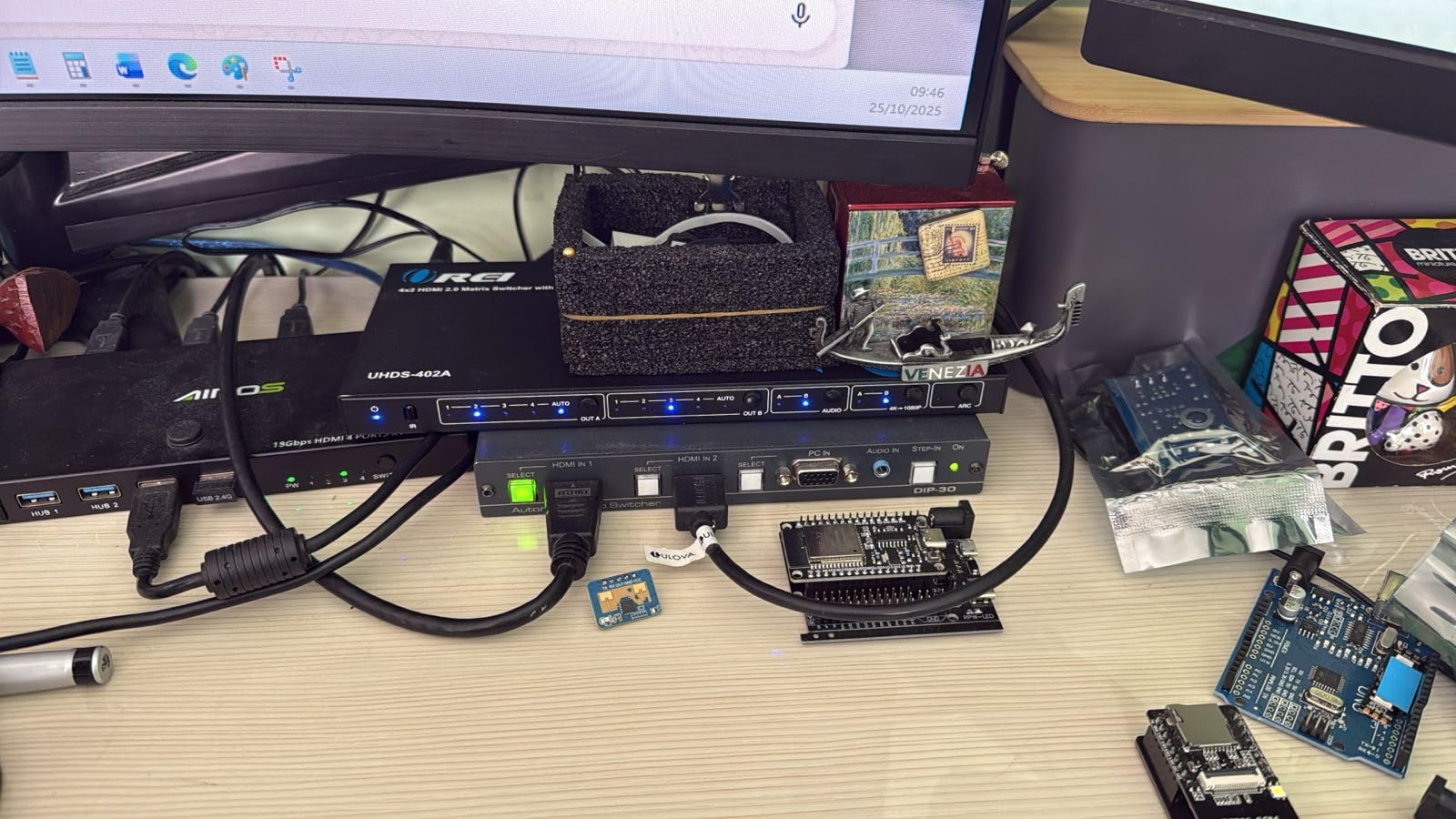 OREI 4x2 HDMI Matrix Switch 4K with Audio Extraction, ARC, EDID, Downscale | HDMI Switch with Audio Extractor, 4 HDMI Ports Matrix - 18Gbps, Dolby Vision, HDR10+, HLG, optical & analog L/R out customer photo 1