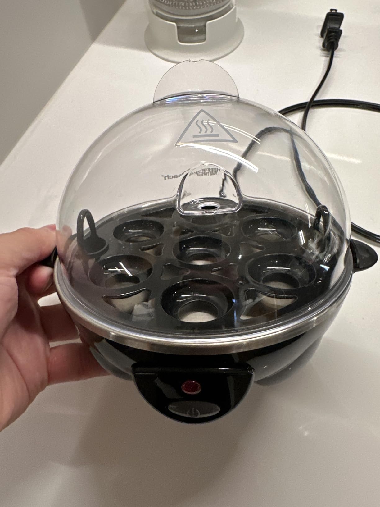 Hamilton Beach 3-in-1 Electric Egg Cooker for Hard Boiled Eggs, Poacher Eggs, Omelet Maker & Vegetable Steamer, Holds 7, Black (25507) customer photo 1