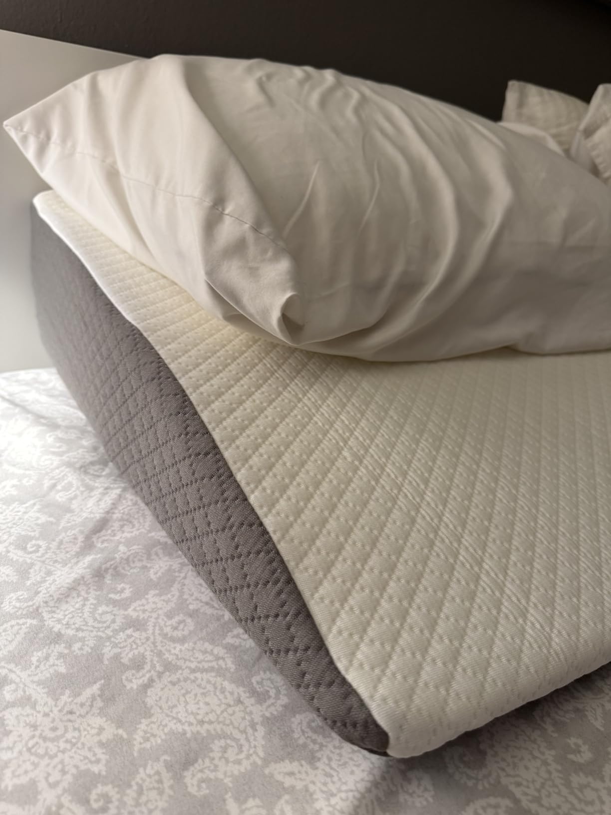 Kolbs Bed Wedge Pillow for Sleep Apnea, FSA Eligible Acid Reflux, and Back Pain Relief, with Chic Jacquard Cover - Headboard Wedges for Sleeping (Standard Width 7.5