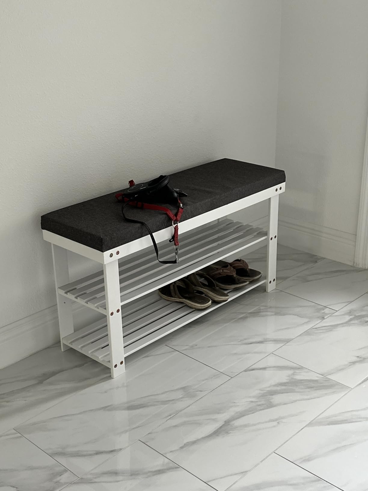 SONGMICS Bamboo Shoe Bench, 3-Tier Shoe Rack, 11.9 x 28.3 x 19.2 Inches customer photo 2