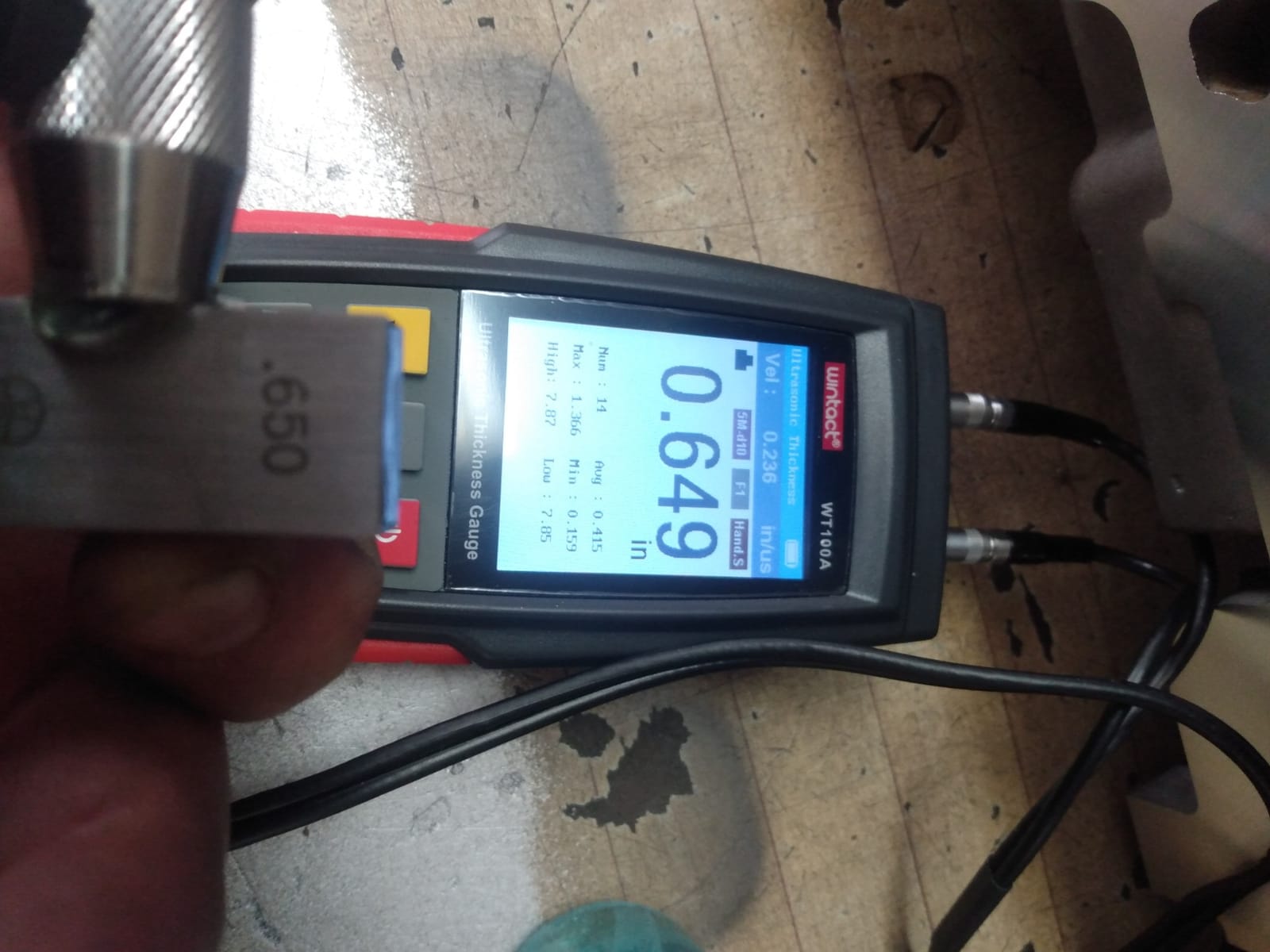 Wintact Digital Ultrasonic Thickness Gauge, Range 0.039 to 11.81 in | with 2x 5MHz Probe for Measuring Metal and Nonmetals Materials, Steel, Cylinder Wall, Plastic, Glass, PVC, Pipes customer photo 1