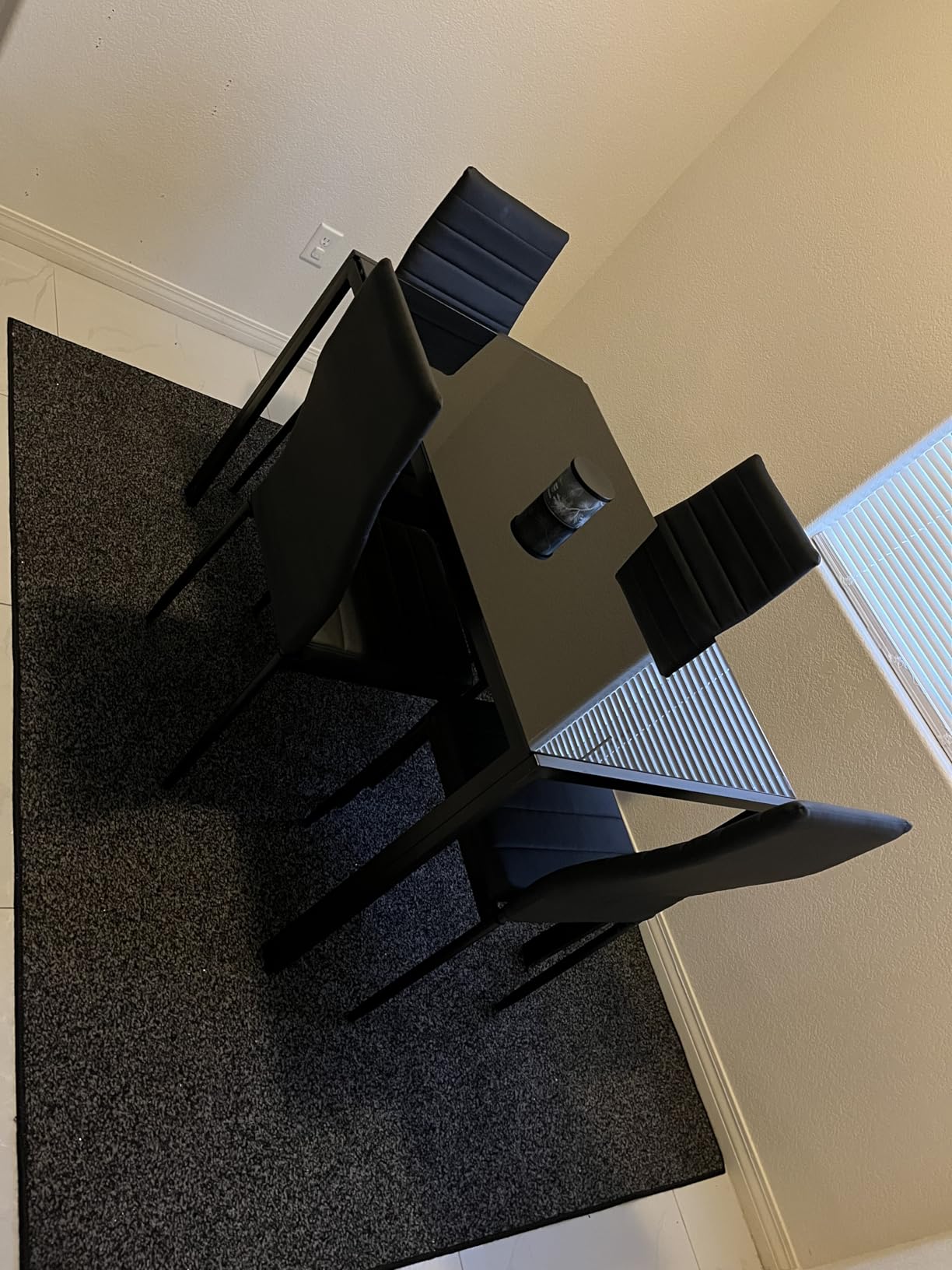 FDW | 5-Piece Dining Table Set | Black | Glass Kitchen Table customer photo 1
