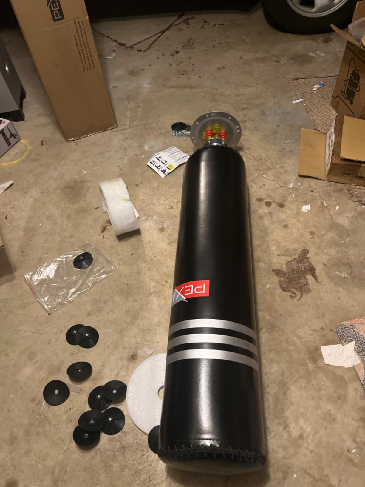 PEXMOR Freestanding Punching Bag Heavy Solid Boxing Bag with Suction Cup Armor Base & Noise Vibration Absorption Device for Adult Youth - Men Stand Kickboxing Bags Kick Punch Bag | Black customer photo 1
