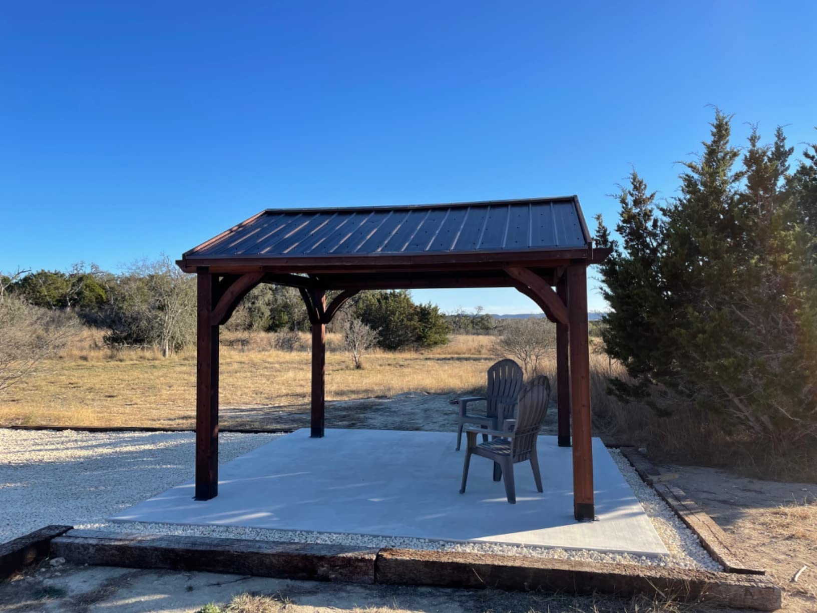 Backyard Discovery Arlington 12' x 12' Cedar Wood Outdoor Gazebo Pavilion with Hardtop Galvanized Steel Peak Roof, Snow Support, Wind Resistance, PowerPort, Shade for Garden, Patio, Deck, Entertaining customer photo 1
