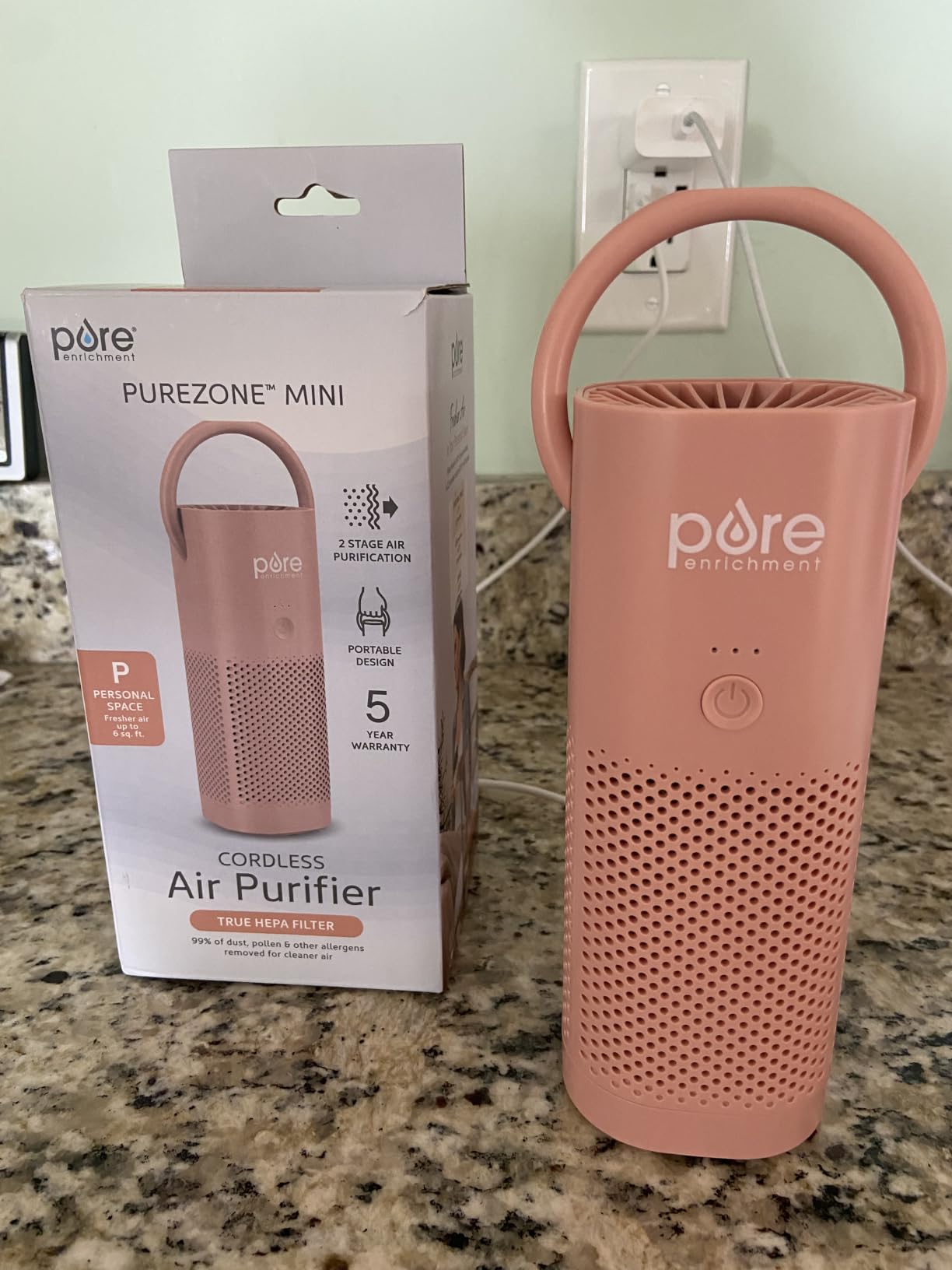 Pure Enrichment PureZone Mini Portable Air Purifier | Cordless Design Helps Eliminate 99.97% of Dust, Odors & Allergens Close to You; Ideal for Cars, School & Office (Black) customer photo 1