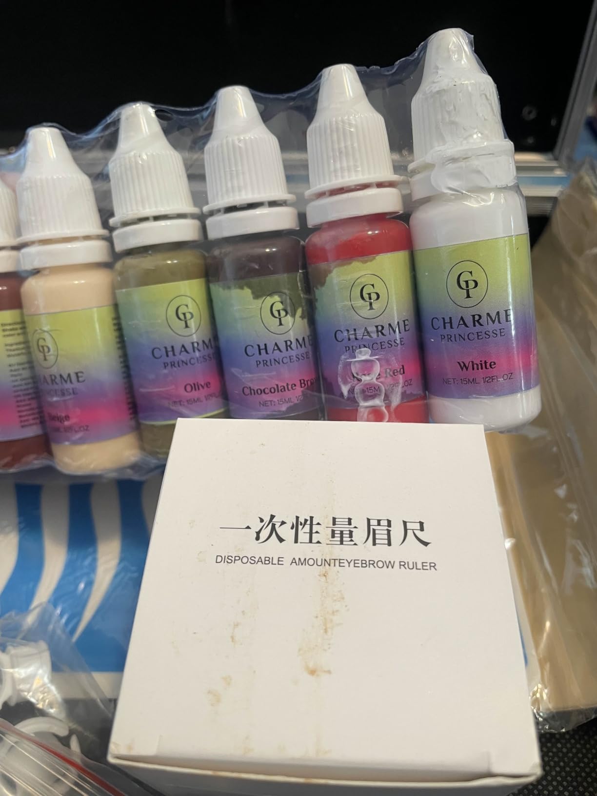 Charme Princesse Permanent Makeup Machine Tattoo Kit with Manual Pen Eyeliner Eyebrow Ruler Practice Skin Ring Cup Eyeliner Tattoo Supplies Pigments for Eyebrows EK516 customer photo 2