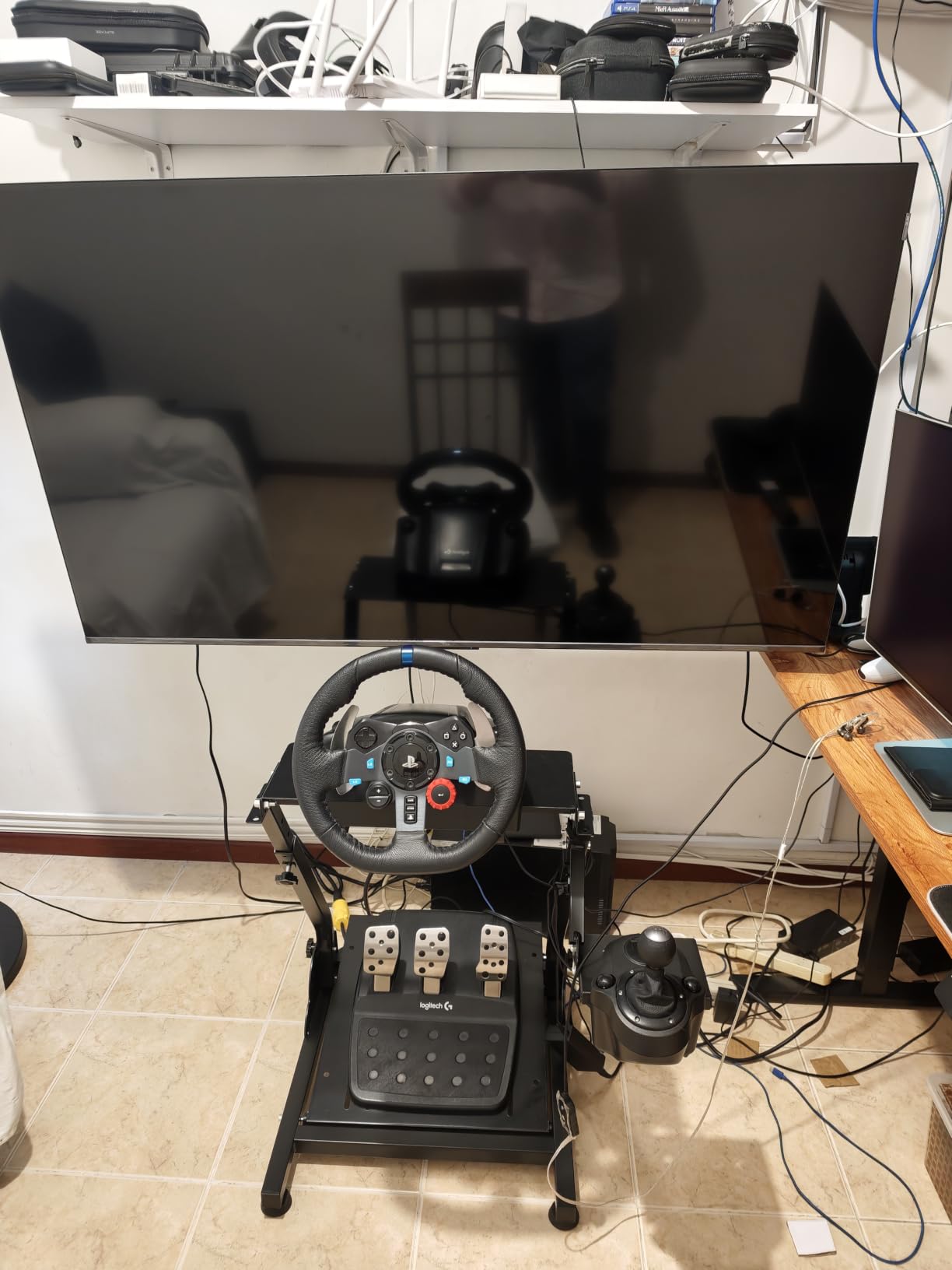 Racing Wheel Stand, Height Adjustable & Foldable Steering Wheal Stand Compatible with Logitech G25,G27,G29,G920 Gaming Cockpit customer photo 2