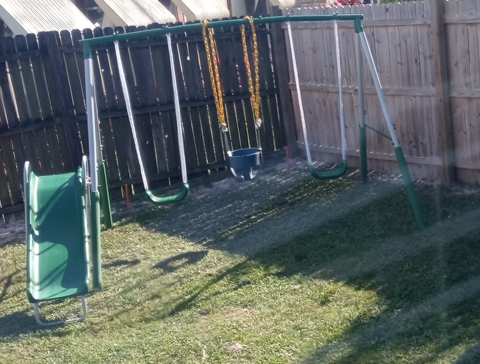 Sportspower Outdoor Backyard 400lbs My 1st Metal Swing Set for Kids 3-8 with Trapeze, on 5ft Slide, 6.1ft Durable Steel Frame – Amazon Exclusive customer photo 1