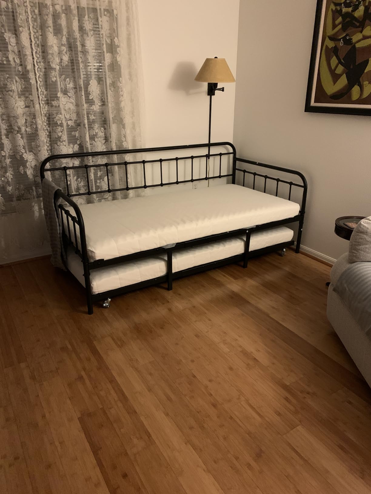 Metal Daybed Frame with Trundle Twin Size Textured Black customer photo 2