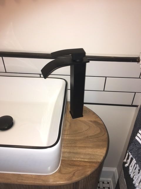 Airuida Vessel Sink Faucet,Black Tall Waterfall Faucet Without Drain customer photo 1