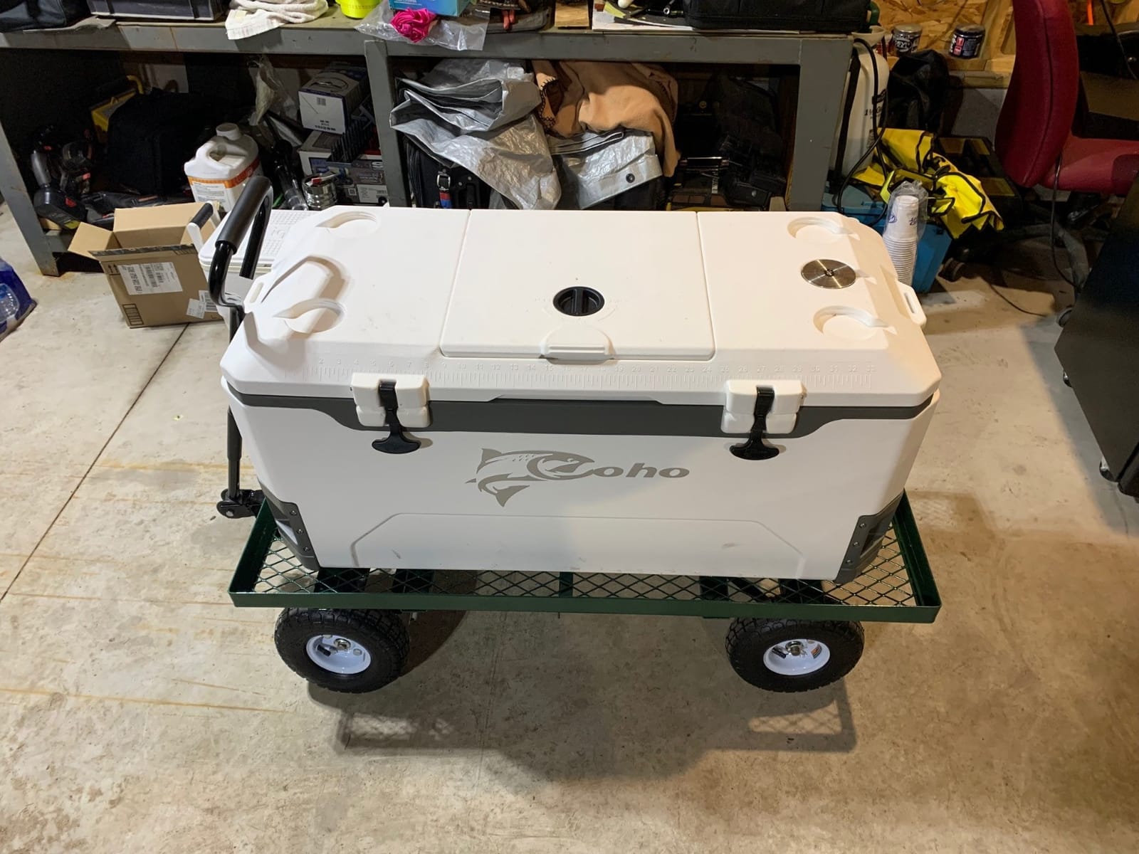 COHO 165QT Insulated Hard Cooler with Fish Ruler, Removable Cup Holders, Magnetic Disc & Tie-Down Loops, Ice Chest for Camping, Boating & Outdoor Use, Keeps Ice Up to 7 Days customer photo 1