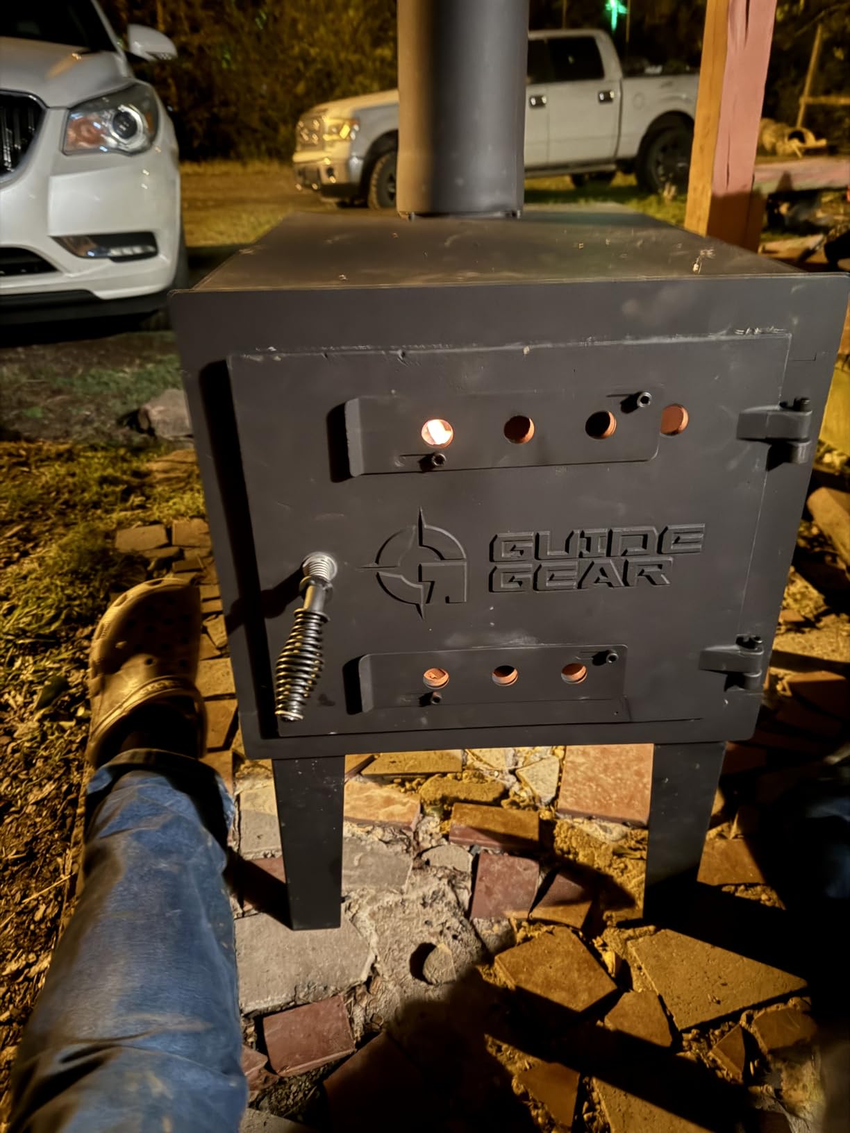 Guide Gear Large Outdoor Wood Burning Stove Portable with Chimney Pipe for Cooking, Camping, Tent, Hiking, Fishing, Backpacking customer photo 1