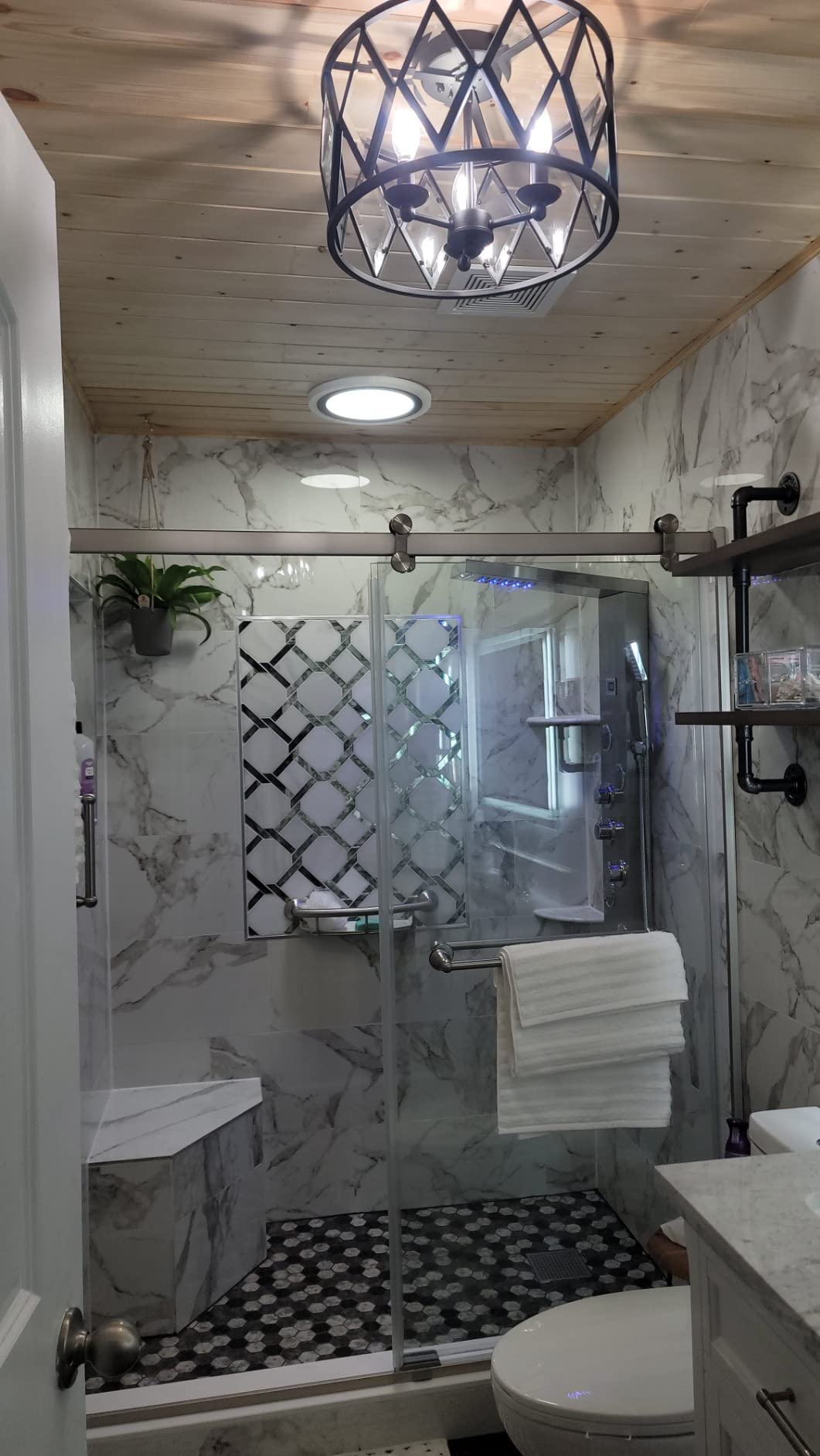 5-in-1 LED Shower Panel Tower System Stainless Steel Brushed Nickel customer photo 1