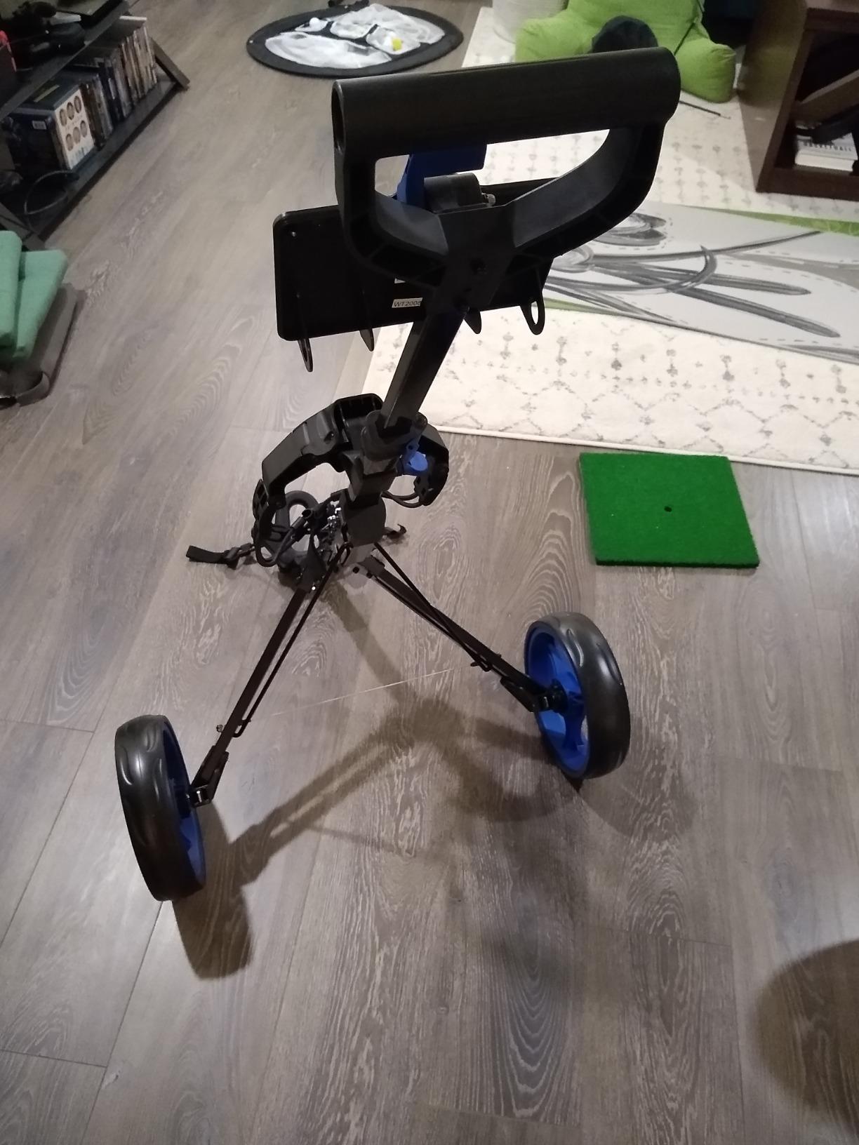 SereneLife Golf Push Pull Cart with Deluxe Scorecard Holder, Adjustable Handle, Upper & Lower Strap Brackets, Lightweight Foldable Design with Quick Brake & Compact Folding customer photo 2