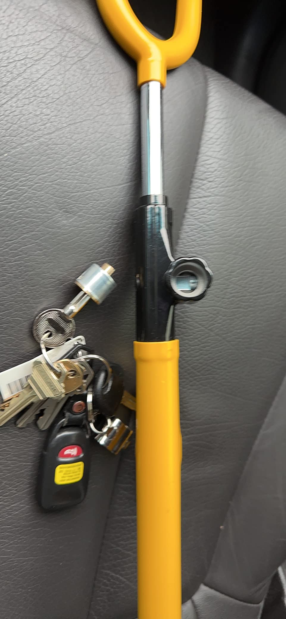 CARTMAN Adjustable Steering Wheel Lock, Anti-Theft Security Device, Yellow customer photo 2