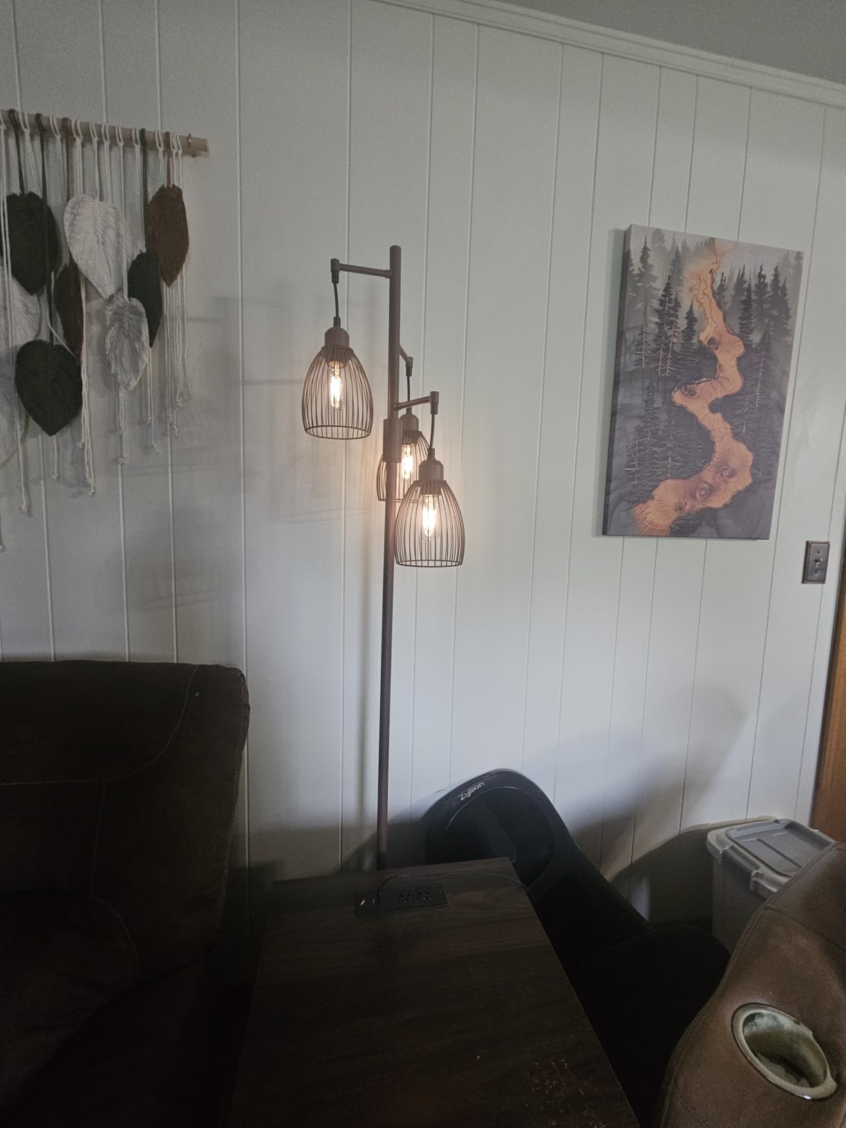 Dimmable Floor Lamp, 3 x 800LM LED Edison Bulbs Included, Farmhouse Industrial Floor Lamp Standing Tree Lamp with Elegant Teardrop Cage Tall Lamps for Living Room Bedroom Office Dining Room-Black customer photo 2