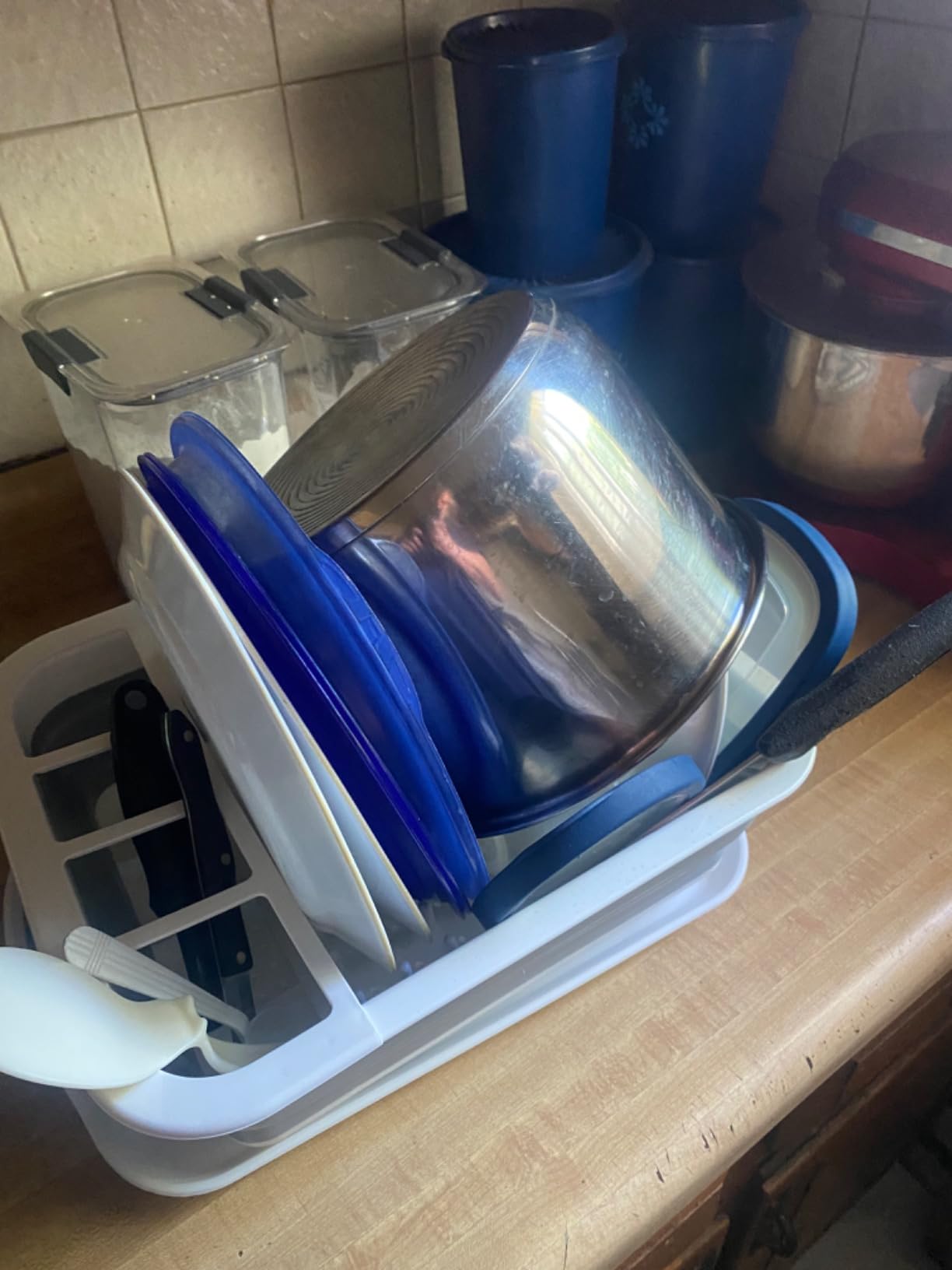 Dish Drying Rack Collapsible Dish Drying Rack Portable Dinnerware Drainer Organizer for Kitchen RV Campers Travel Trailers Space Saving Kitchen Storage Rack Tray Camper Must Haves customer photo 1