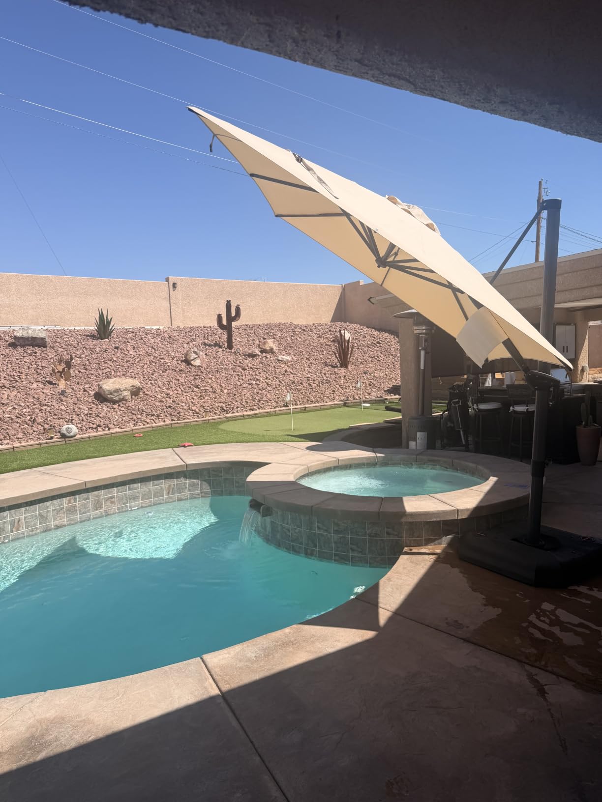 PURPLE LEAF Cantilever Umbrella 9' x 11.5' Rectangle 360° Rotation Grey customer photo 2