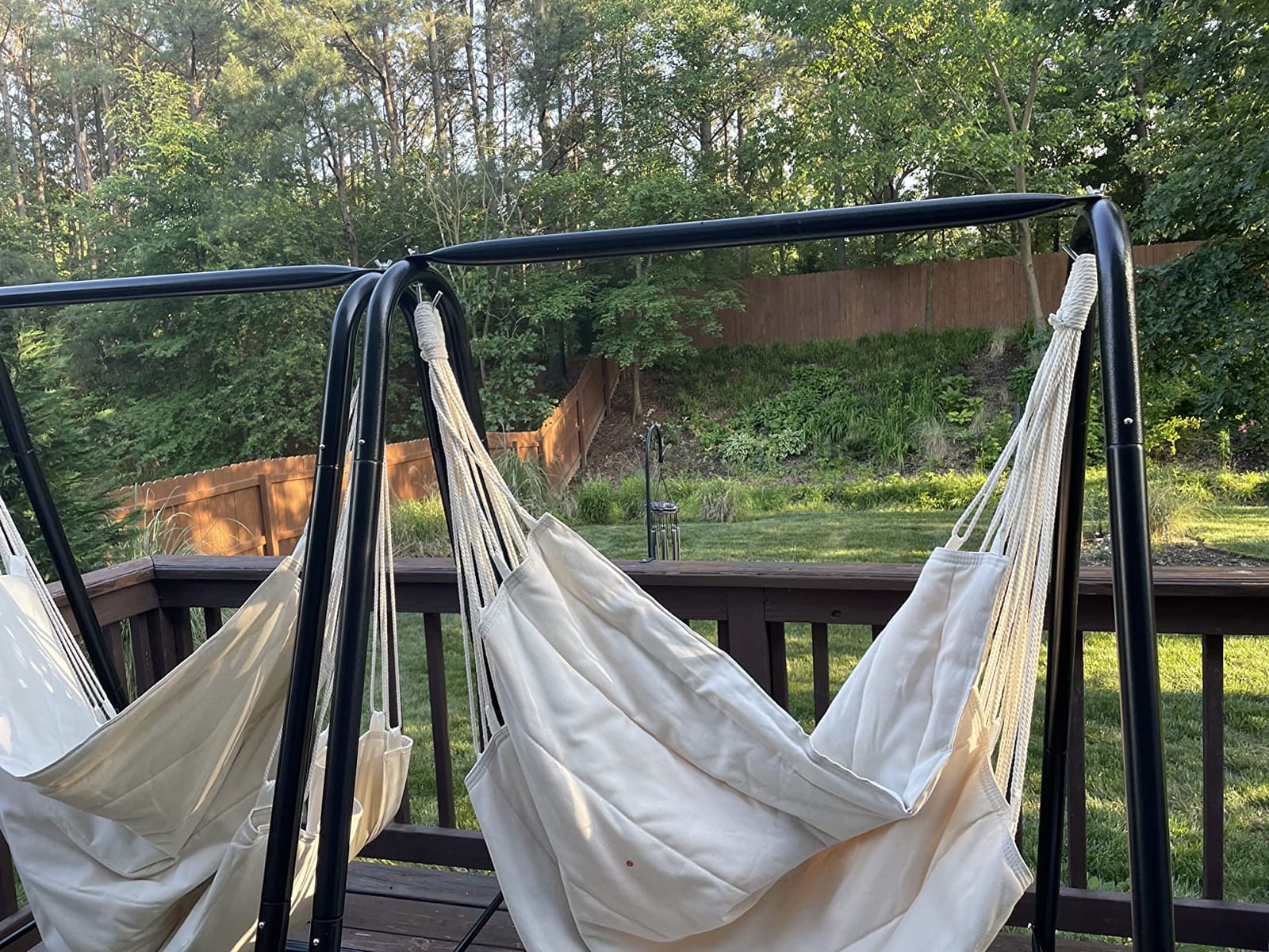 Hammock Chair Stand with Large Hanging Padded Indoor Swing,Easy to Assemble Sturdy Hammock Chair with Stand,MAX Capacity up to 500 LBS,Heavy-Duty Steel Hammock Stand for Indoor Outdoor(White) customer photo 2