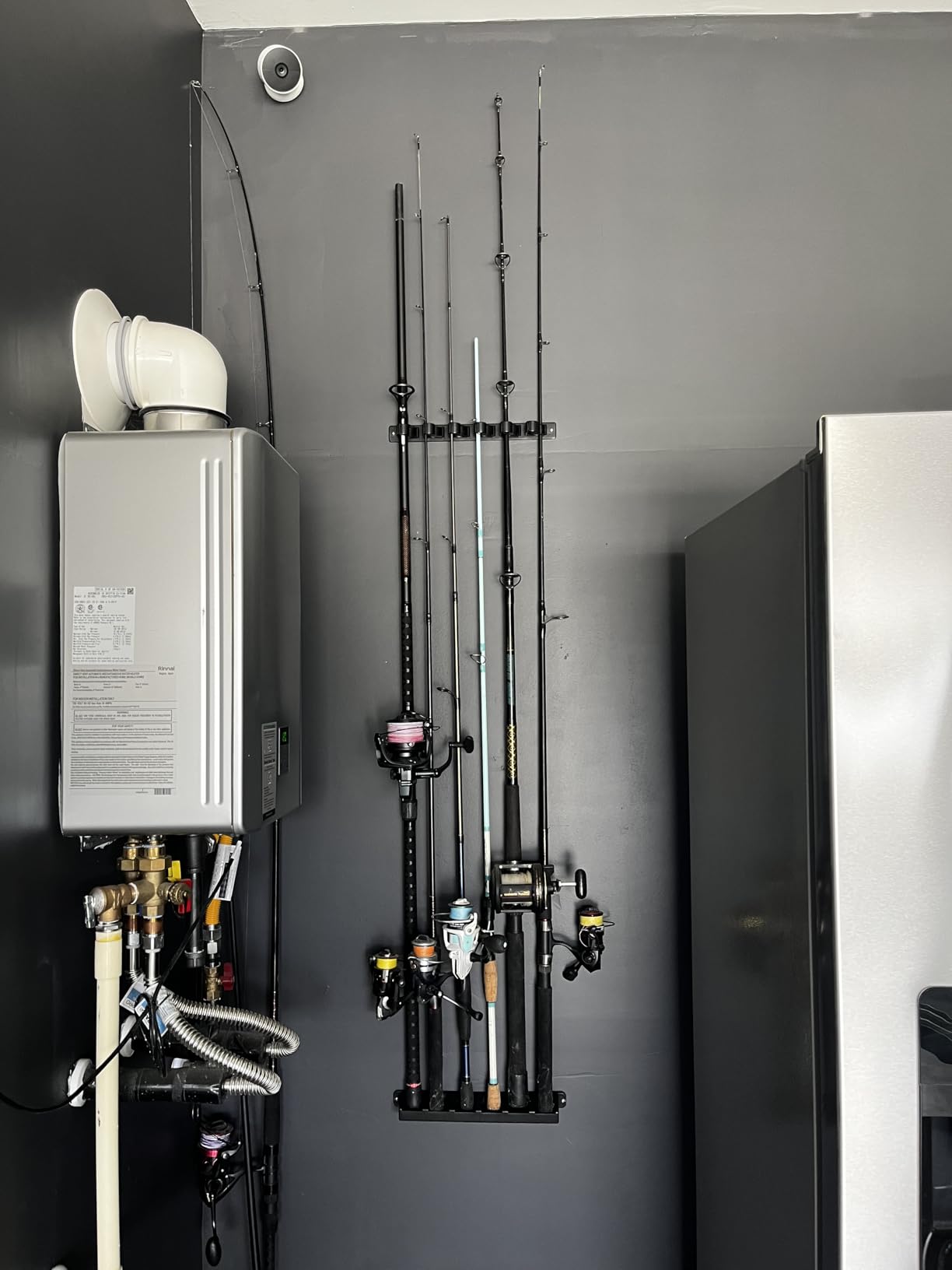 Wall Mount Fishing Rod Holder,Vertical Fishing Pole Storage Rack for Garage customer photo 2