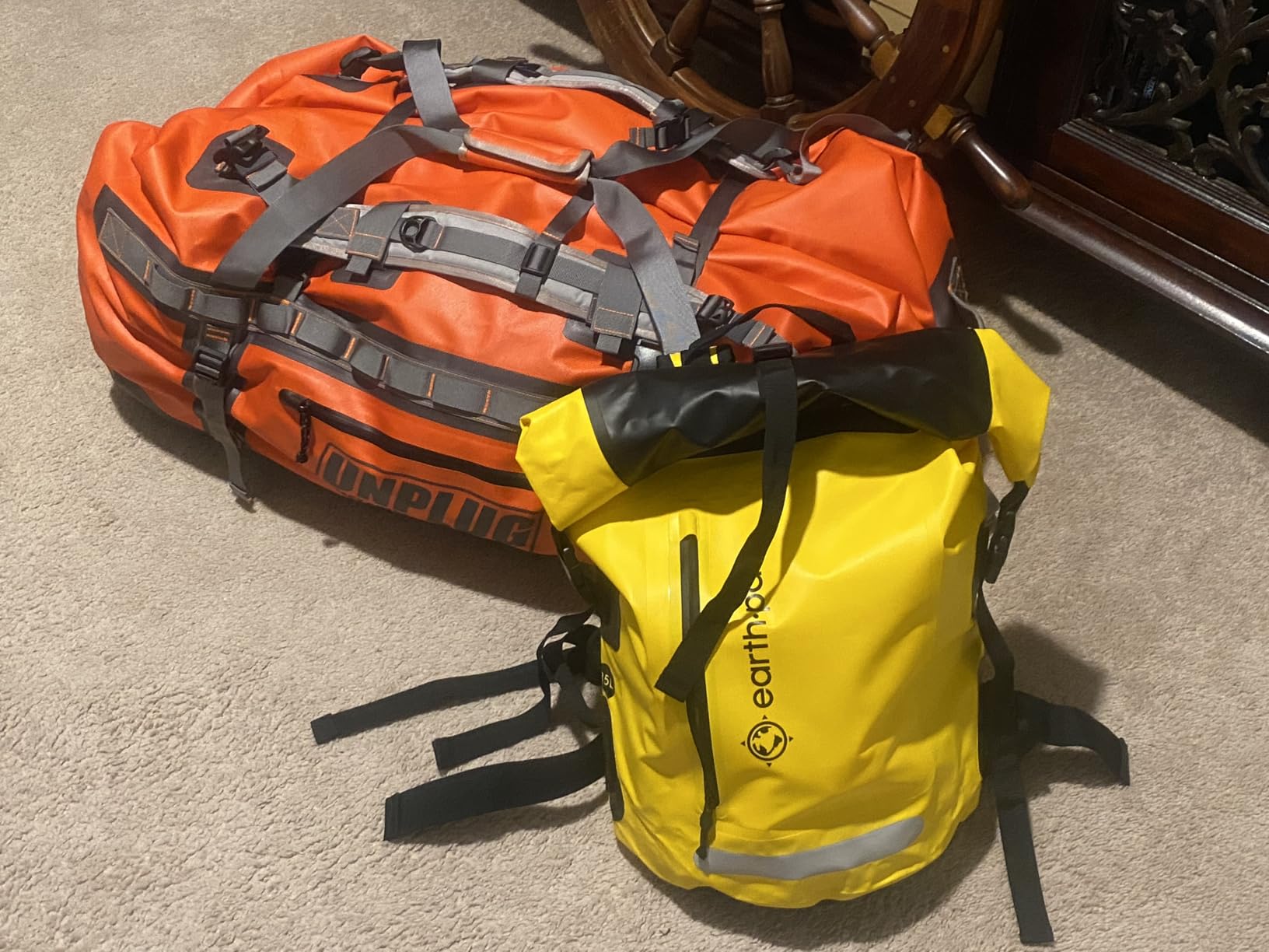 UNPLUG Ultimate Adventure | 1680D Heavy Duty Waterproof Bag | Large Travel Bag which can be Used for Camping, Motorcycling, Boating, or Hunting|110L Adventure Orange customer photo 2