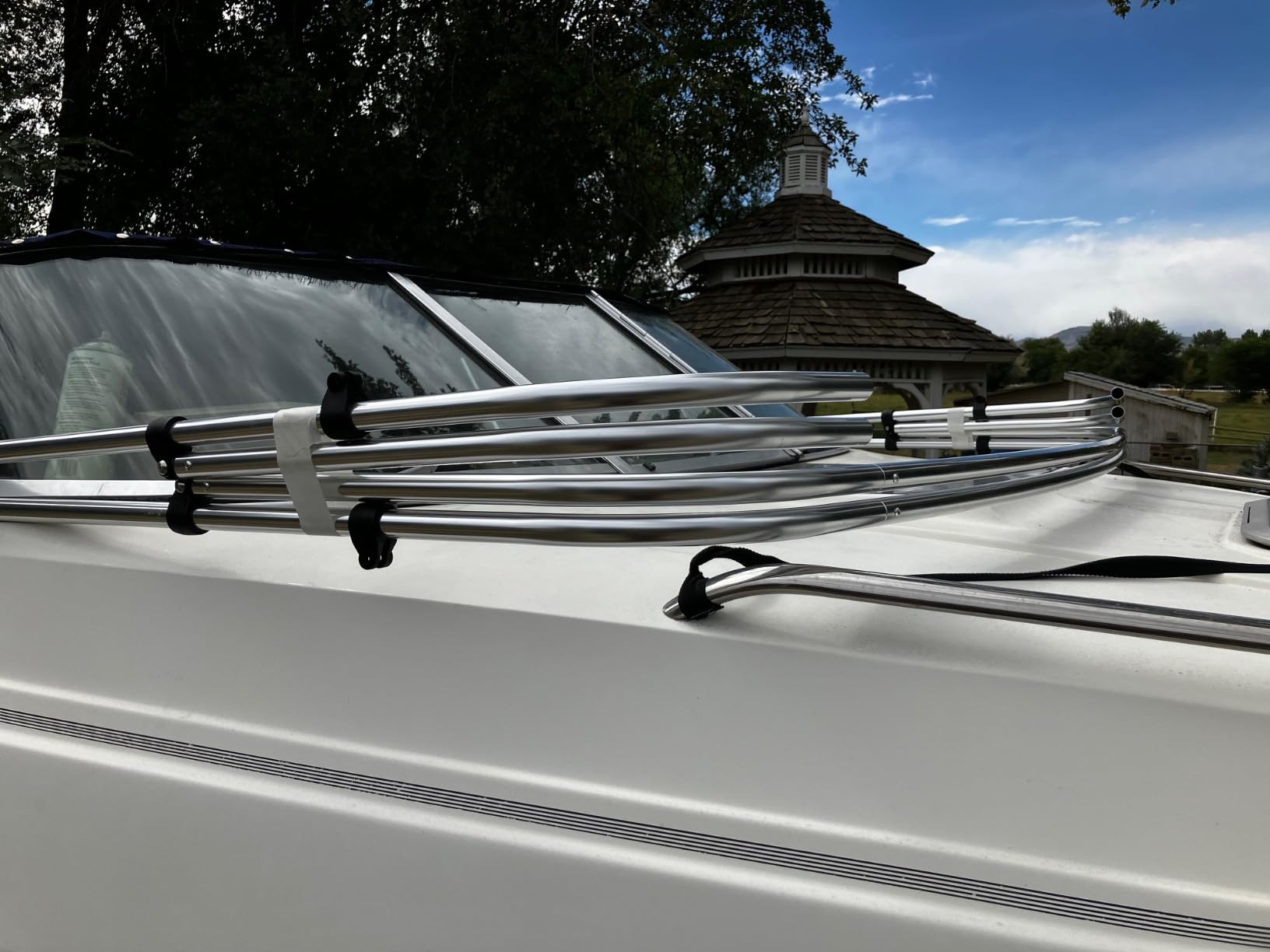 KING BIRD 3-4 Bow Bimini Boat Top Cover Sun Shade Boat Canopy Waterproof 1 Inch Stainless Aluminum Frame 46