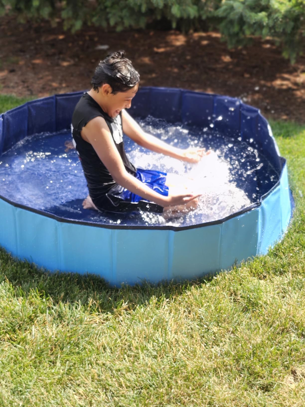 Jecoo Dog Pool for Large Dogs Kiddie Pool Hard Plastic Foldable Dog Bathing Tub Portable Outside Kids Swimming for Pets and Dogs Outdoor Backyard customer photo 1