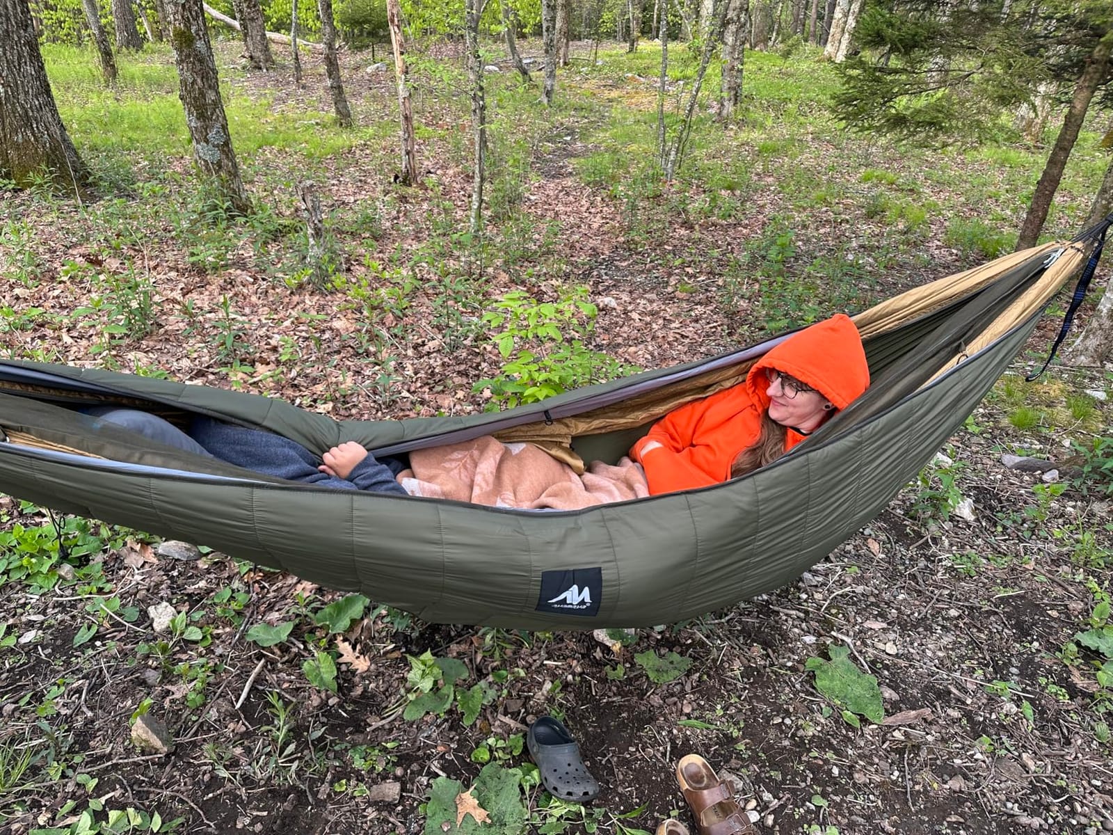 Sunyear Hammock Camping with Rain Fly Tarp and Net, Portable Camping Hammock Double Tree Hammock Outdoor Indoor Backpacking Travel & Survival, 2 Tree Straps, 100% Waterproof Black Bundle customer photo 1