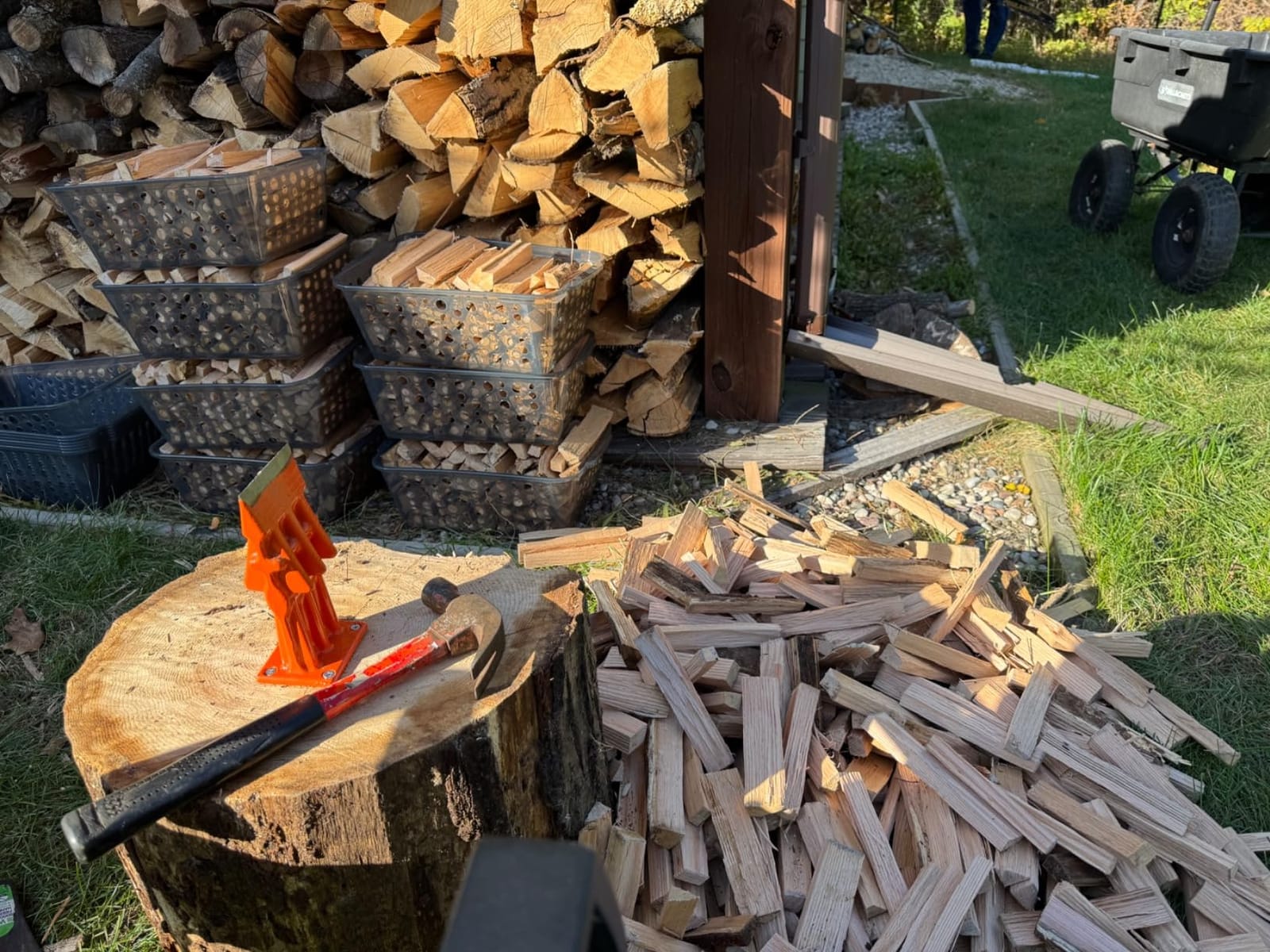 SPEED FORCE Firewood Kindling Log Wood Splitter - No Axe! Wedge Point Splits Firewood, 3 Inch Orange with Safety Cover customer photo 1