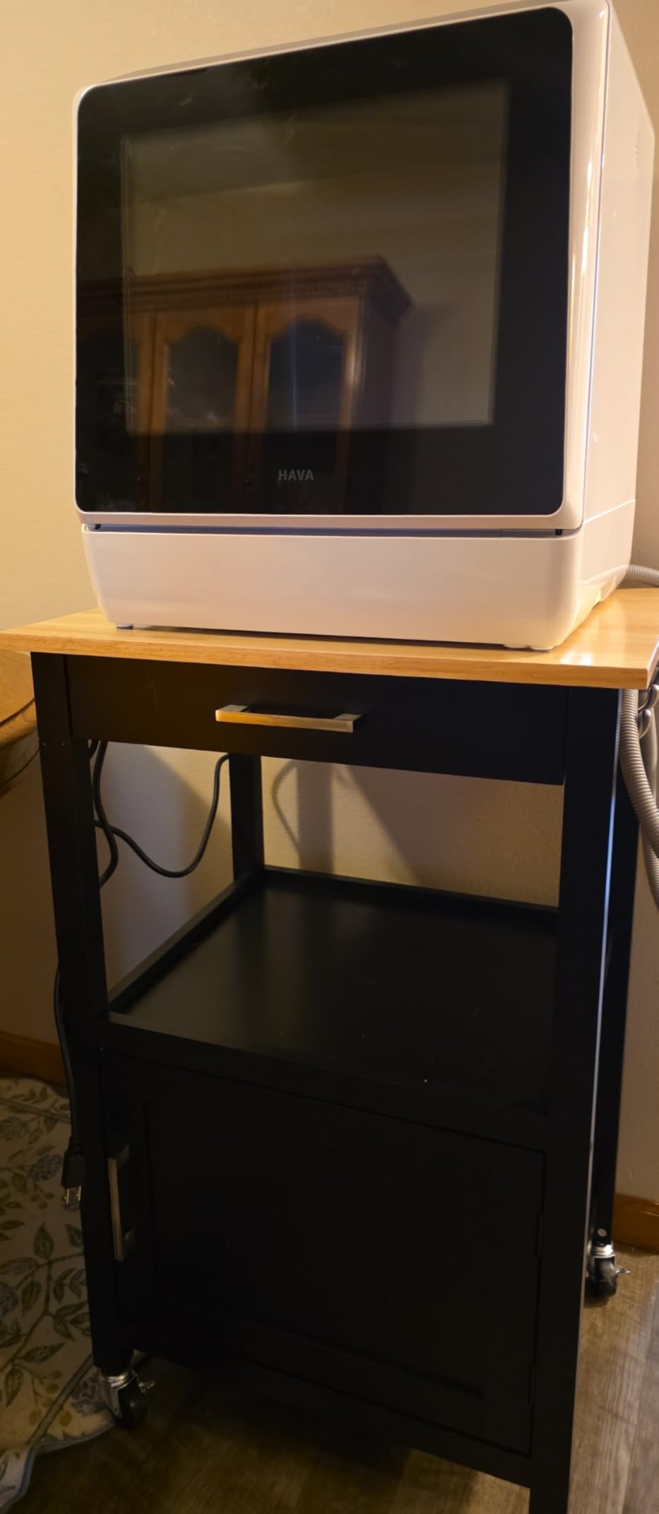 Yaheetech Rolling Kitchen Island Cart with Storage, 2 Tier, Wood Top, White customer photo 1
