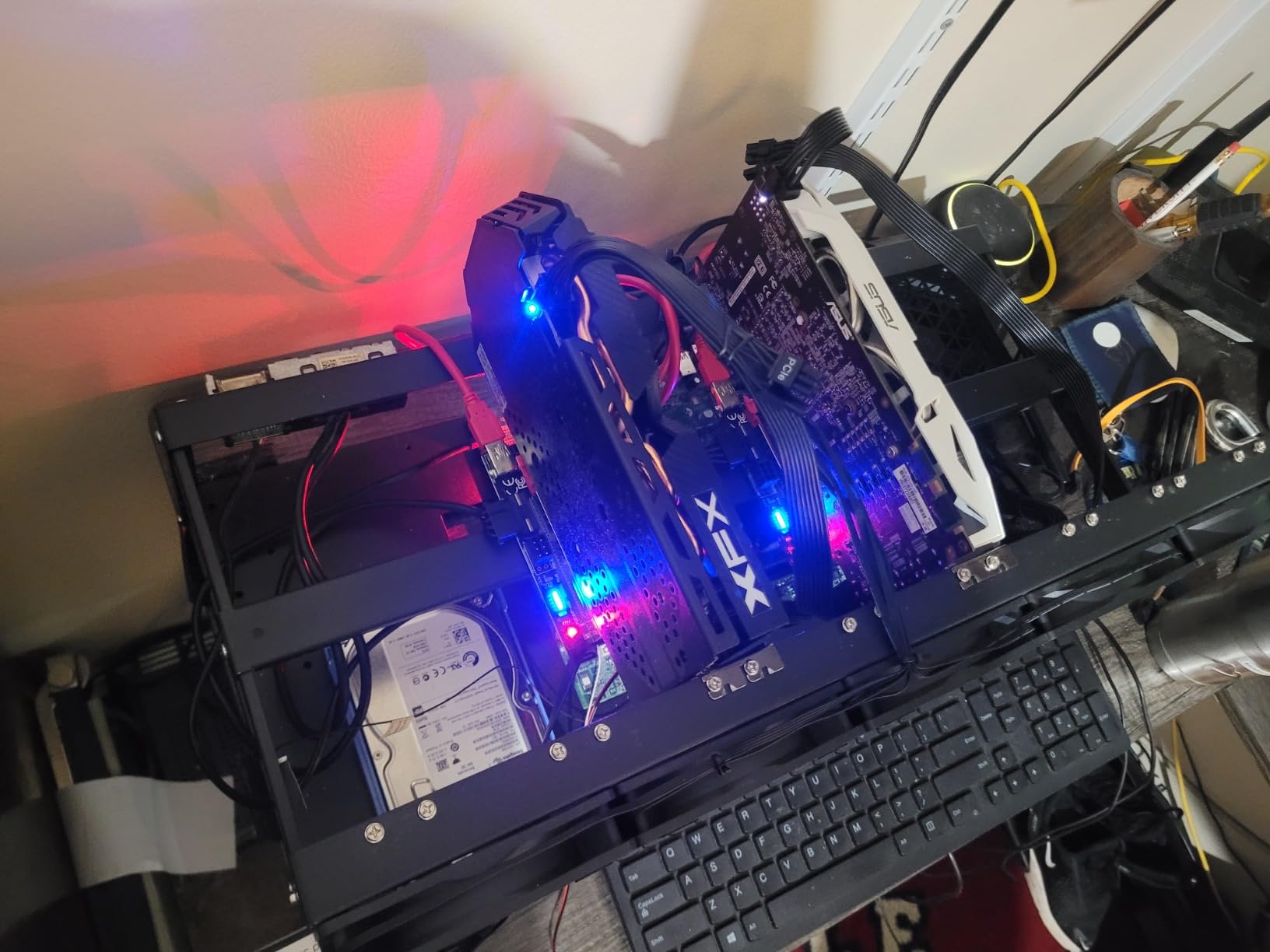 Mining Rig Frame, Steel Open Air Miner Mining Frame Rig Case Up to 8 GPU for Crypto Coin Currency Bitcoin Mining Accessories Tools -Frame Only, Fans & GPU is not Included customer photo 1
