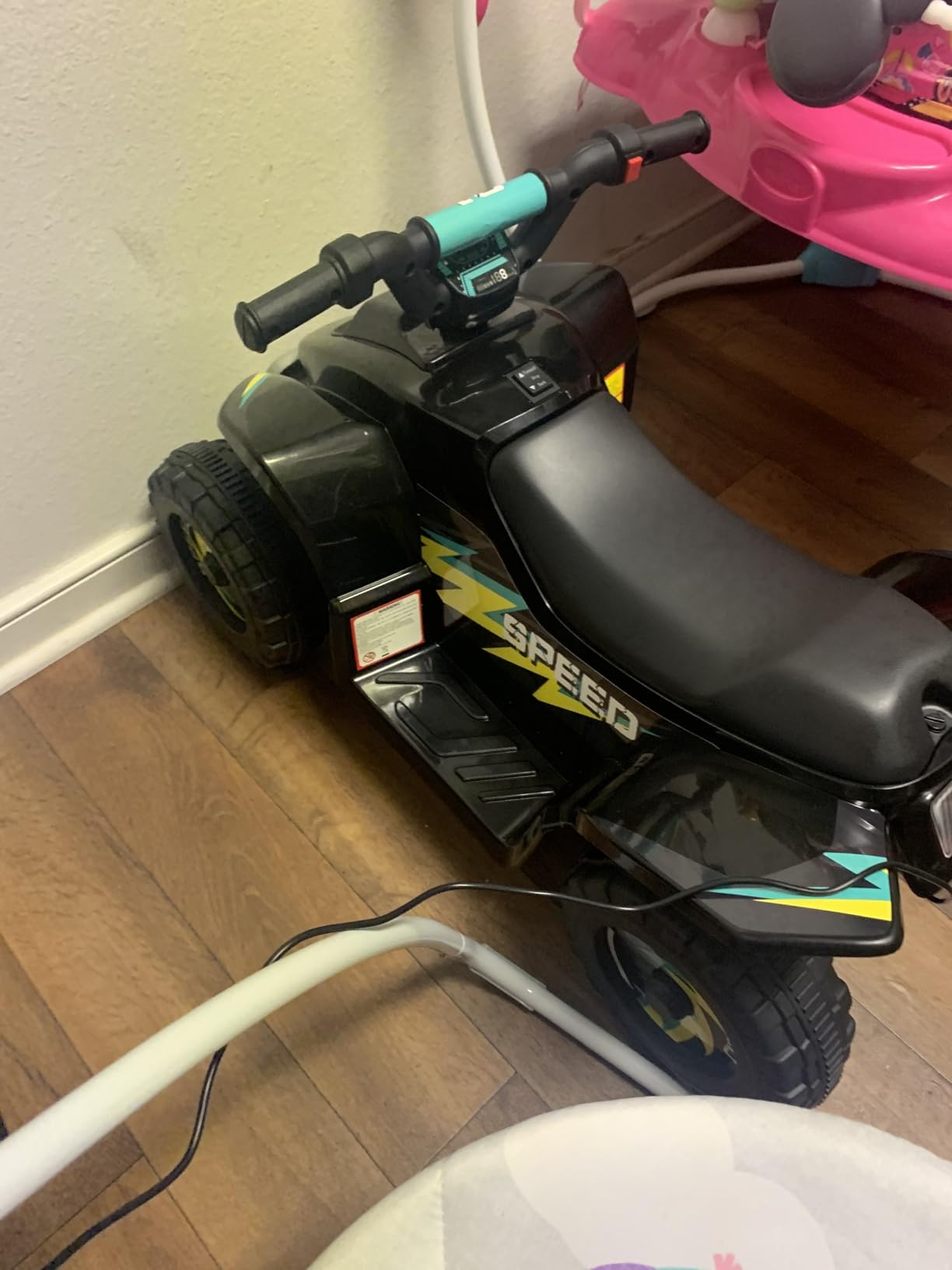 HONEY JOY Ride On ATV, 6V Mini Off-Road Battery Powered Motorized Quad for Kids, Anti-Slip Wheels, RWD 4-Wheeler Electric Ride On Toy Car for Toddlers (Blue) customer photo 1