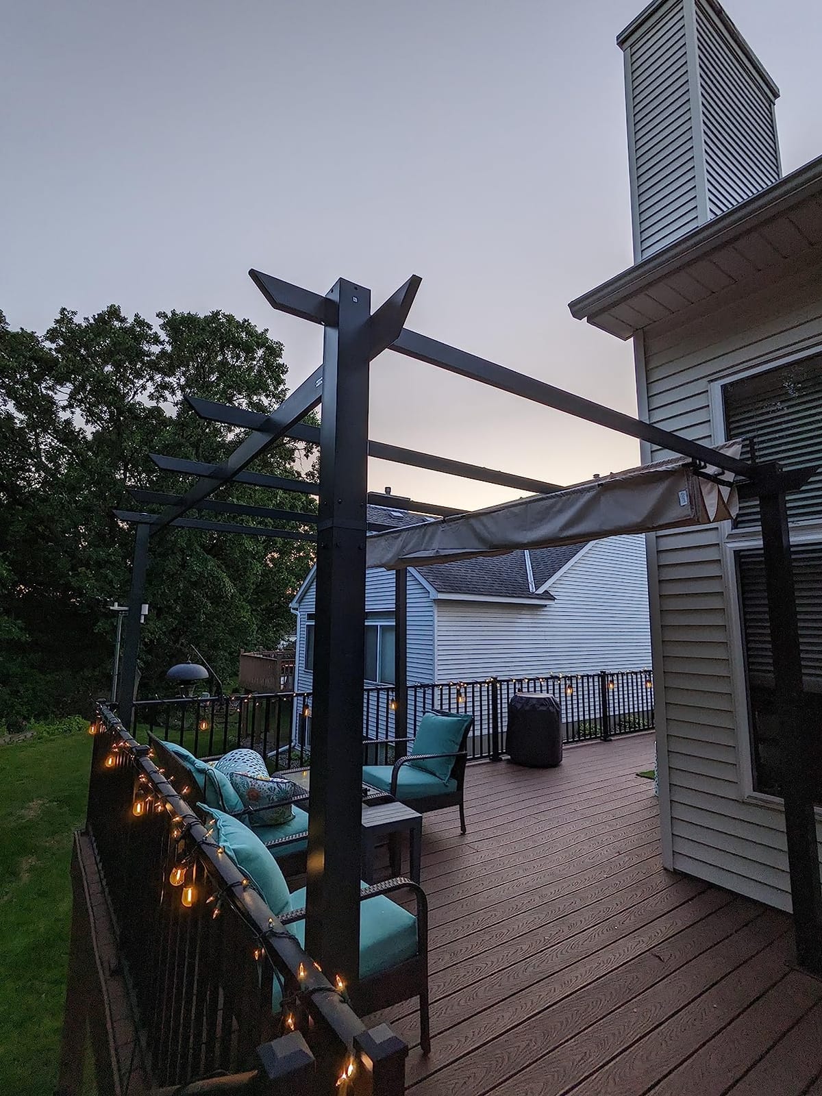 Domi Outdoor Living 10’ X 13’ Outdoor Retractable Pergola with Weather-Resistant Canopy Aluminum Garden Pergola Patio Grill Gazebo for Courtyard customer photo 2