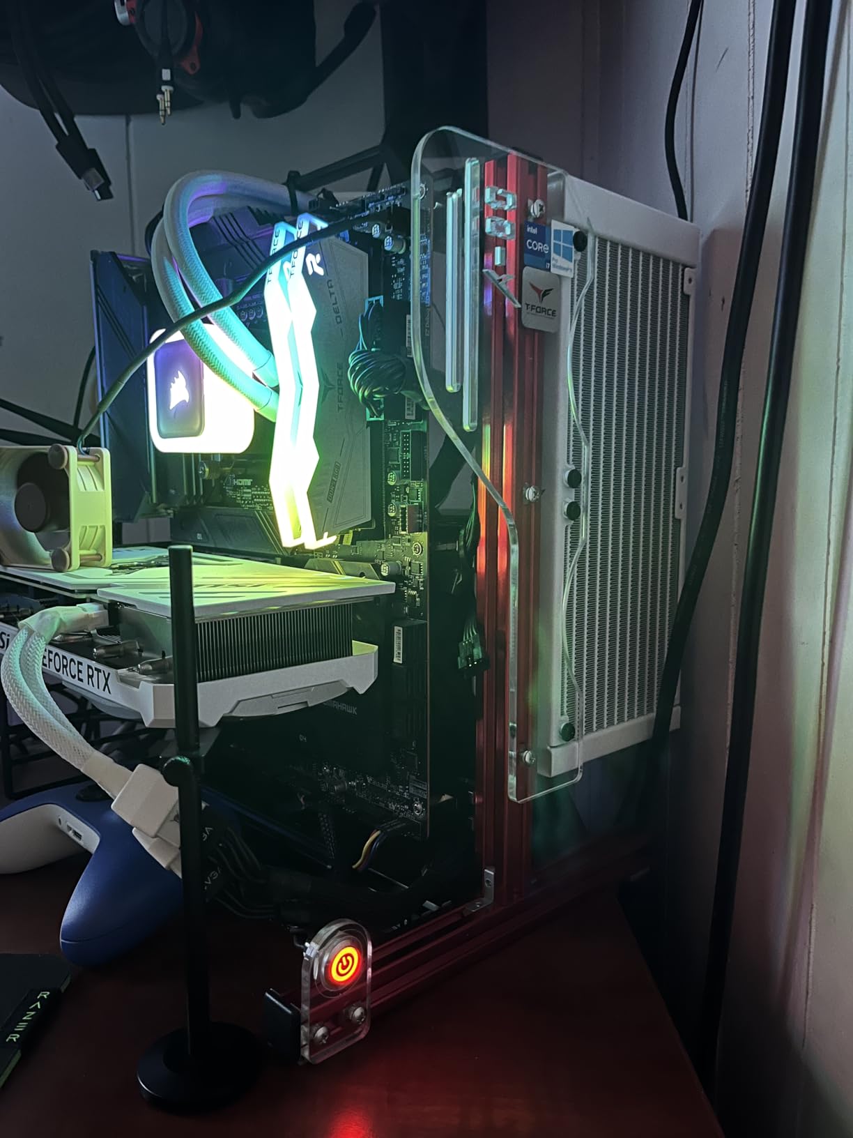 PC Frame Test Bench ITX ATX MATX Test Bench Open Air Case Water Cooling Fan Chassic (Red) customer photo 2