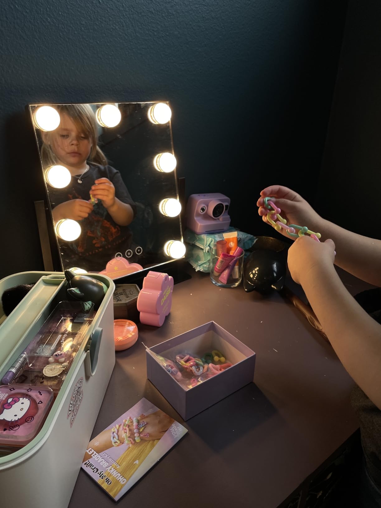 Kotdning Vanity Mirror with Lights,Lighted Vanity Mirror with 9 Dimmable Bulbs for Dressing Room & Bedroom,3 Color Lighting,Modes Detachable 10x Magnification 360°Ratation(White) 12