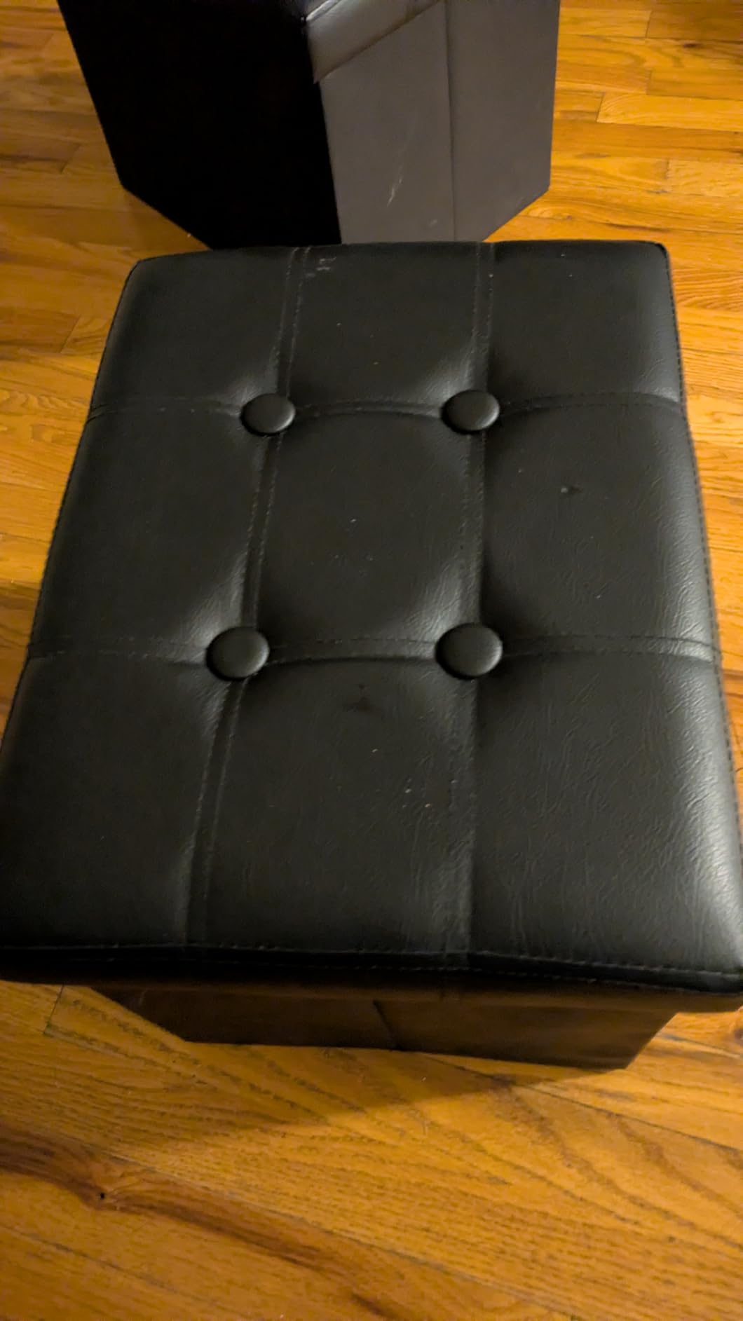 Bsketa Storage Ottoman Bench,17 Inch Folding Leather Foot Rest Stools,Black customer photo 1