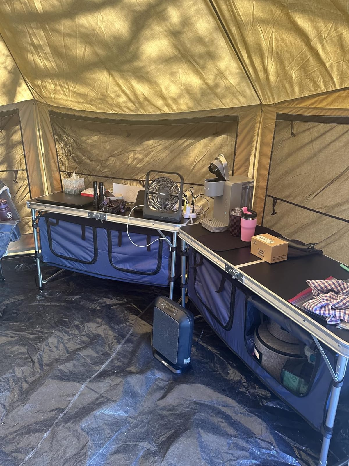 Folding Camping Table with Storage Compartment Aluminum Lightweight Camp Kitchen Table Height Adjustable Indoor/Outdoor Table Perfect for Tailgating, Backyards, BBQ,Picnic, Black customer photo 1