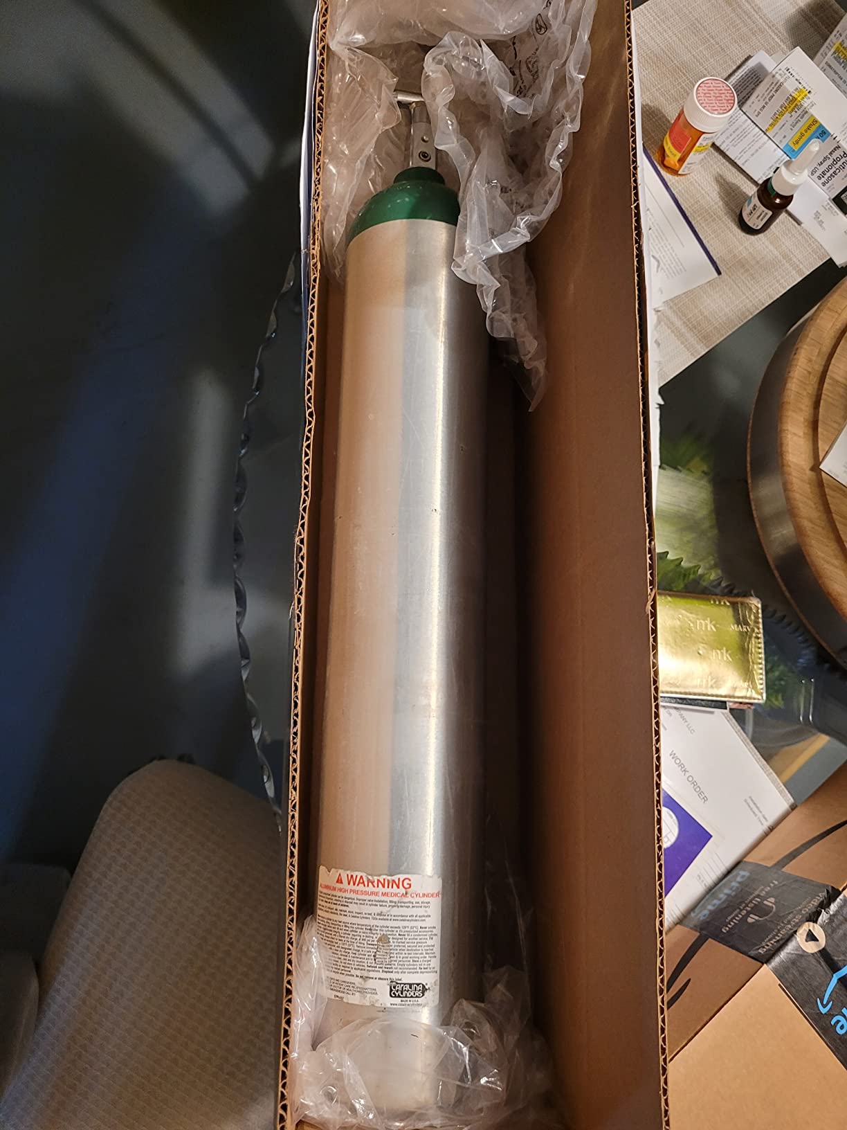 Medical Oxygen Cylinder with CGA870 Toggle Valve - E Size 24.1 cf. (ME), Aluminum Green customer photo 1