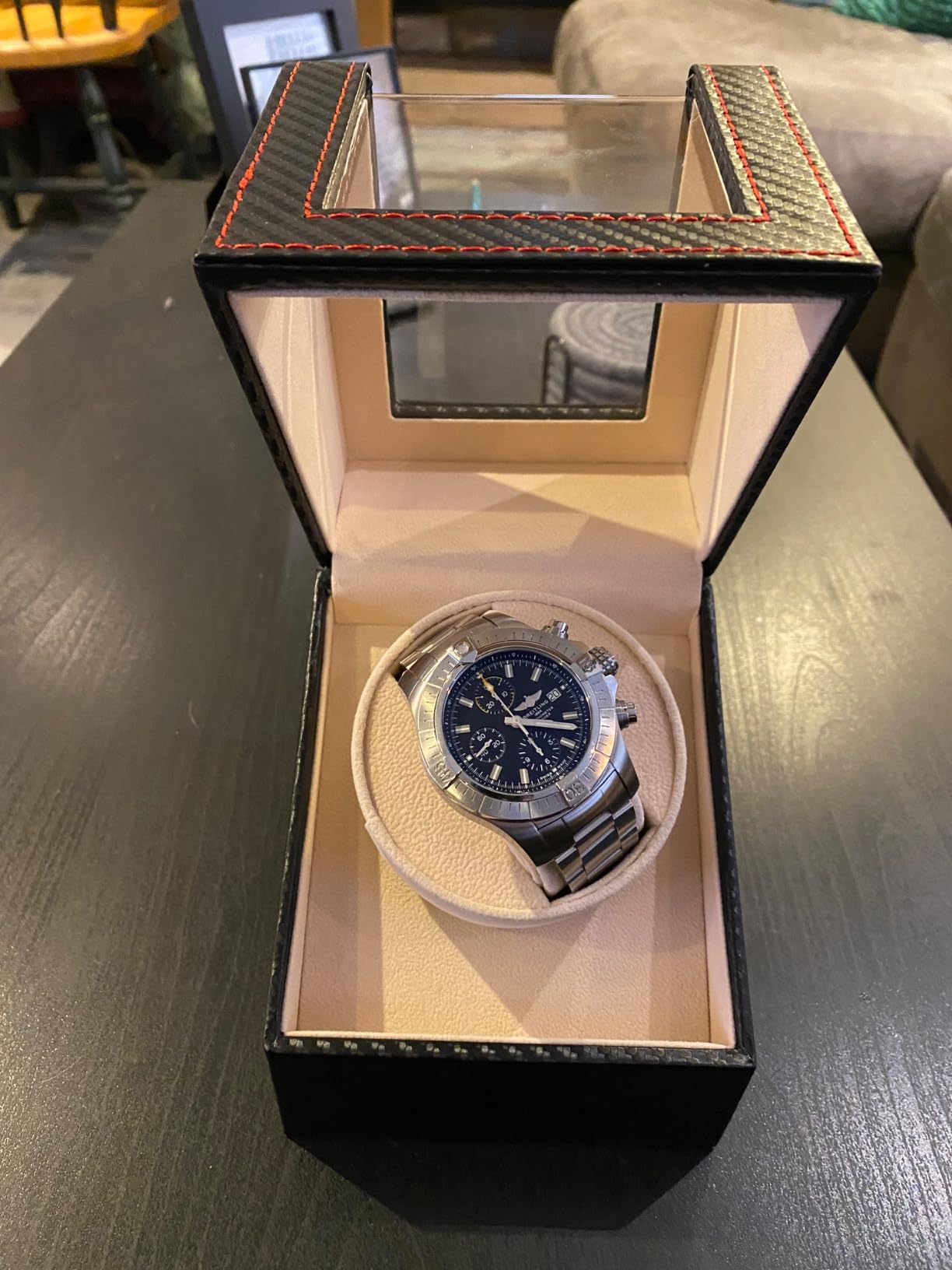 Automatic Single Watch Winder for Automatic Watches,Rotating Watch Case with Japanese Quiet Motor,AC Adapter or Battery Powered customer photo 1