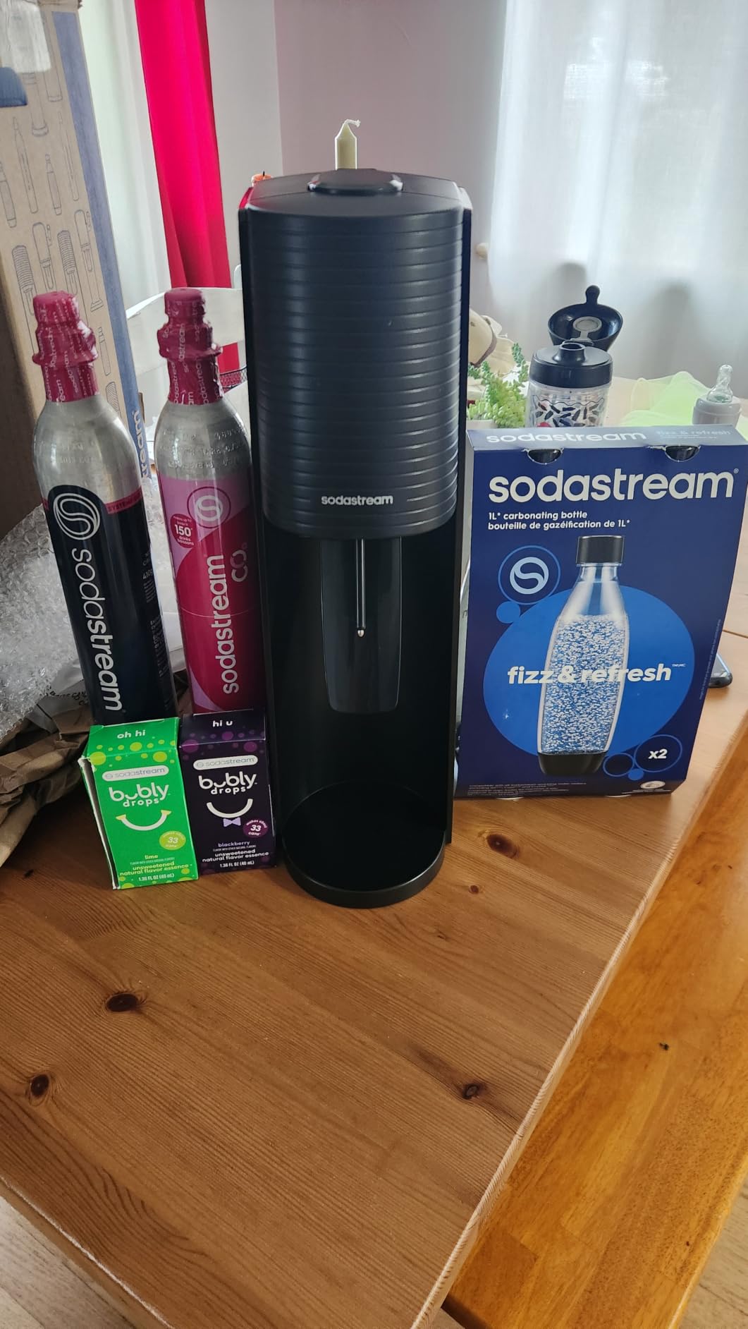 SodaStream TERRA Sparkling Water Maker, Value Bundle, CQC CO2 System, Includes 2 Quick Connect 60L CO2 Cylinders, 3 Dishwasher Safe BPA Free Bottles, 2 bubly Flavor Drops, Make your own Pepsi, Black customer photo 2