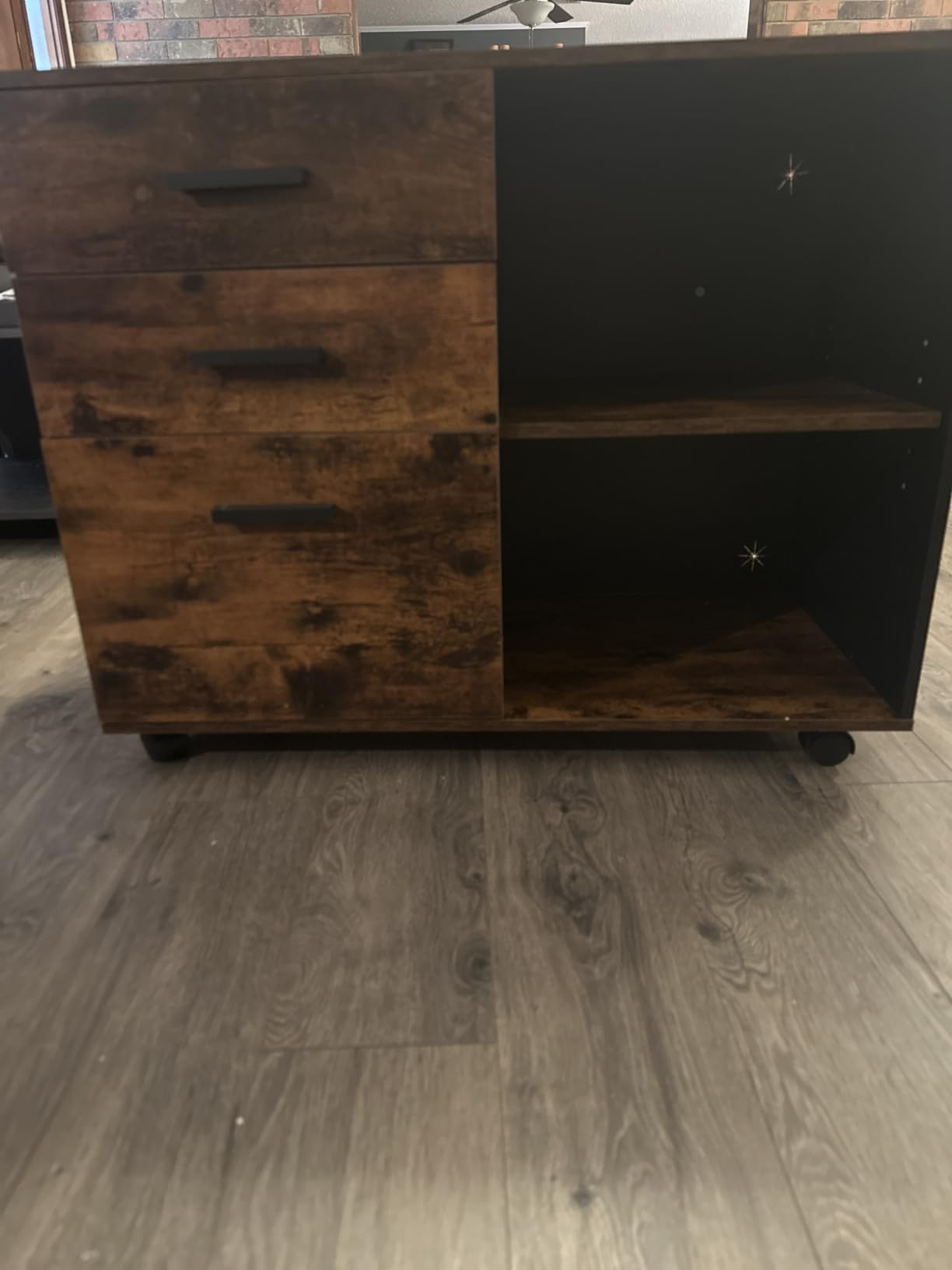 DEVAISE 3-Drawer Mobile File Cabinet, Lateral Filing Cabinet, Rustic Brown customer photo 2